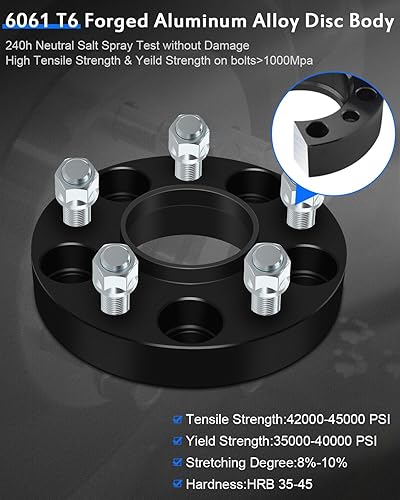 Miniatura 6 de ECCPP 2 espaciadores de rueda centrados de 1 pulgada y 5 lengüetas de 5 x 4.5 a 0.197 x 0.177 in de 0.197 x 4.500 in para Nissan Rogue 2016-2022