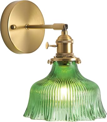 Wall Sconces, Vintage Wall Lighting Fixture with Switch 180 Degree Adjustable, Glass Modern Wall Lamp for Bedroom Bathroom Doorway Living Room