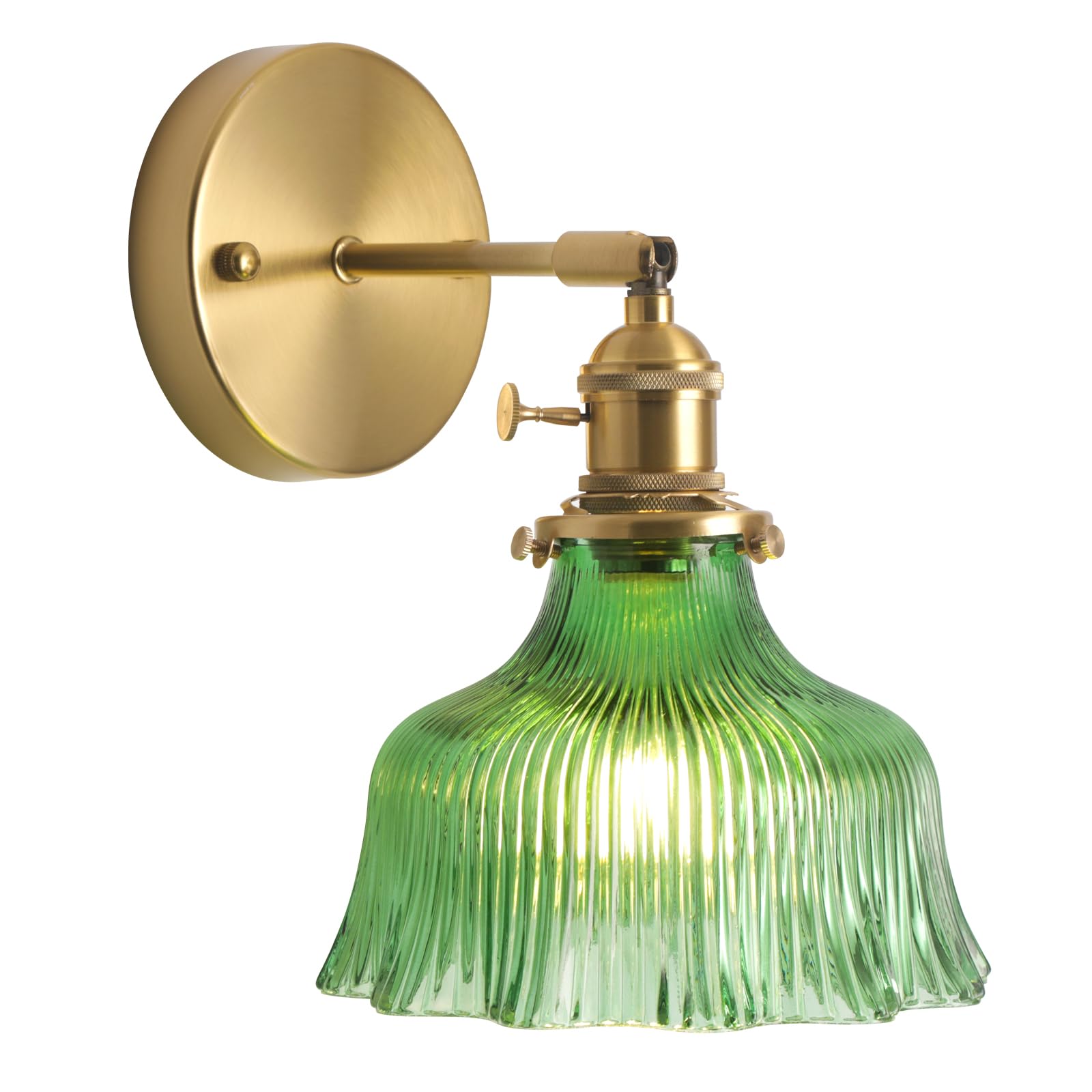 ZtuoYong Wall Sconces, Vintage Wall Lighting Fixture with Switch 180 Degree Adjustable, Glass Modern Wall Lamp for Bedroom Bathroom Doorway Living