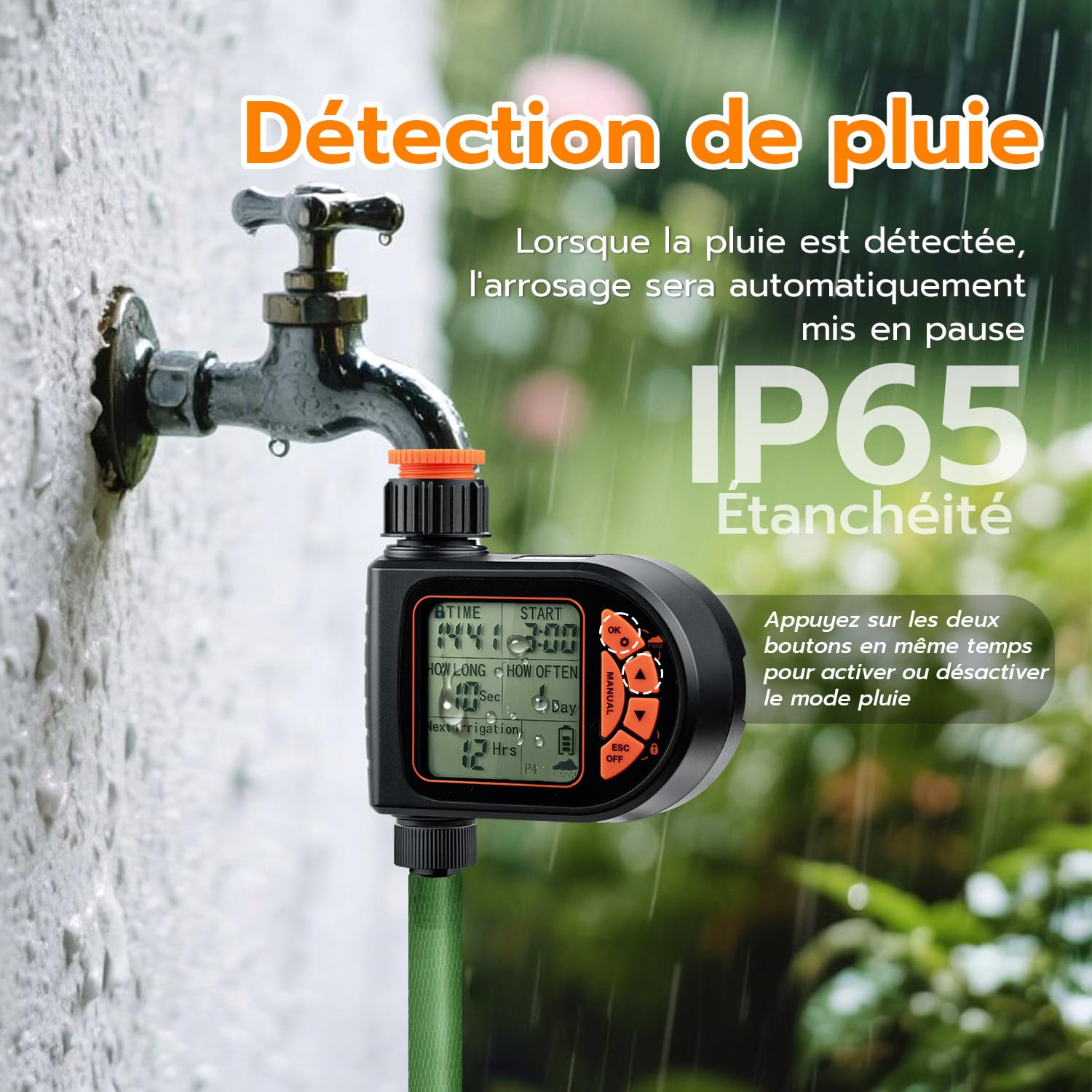 Mcbazel Programmateur Arrosage Automatique IP65 avec Grand Écran LCD Minuteur Jardin