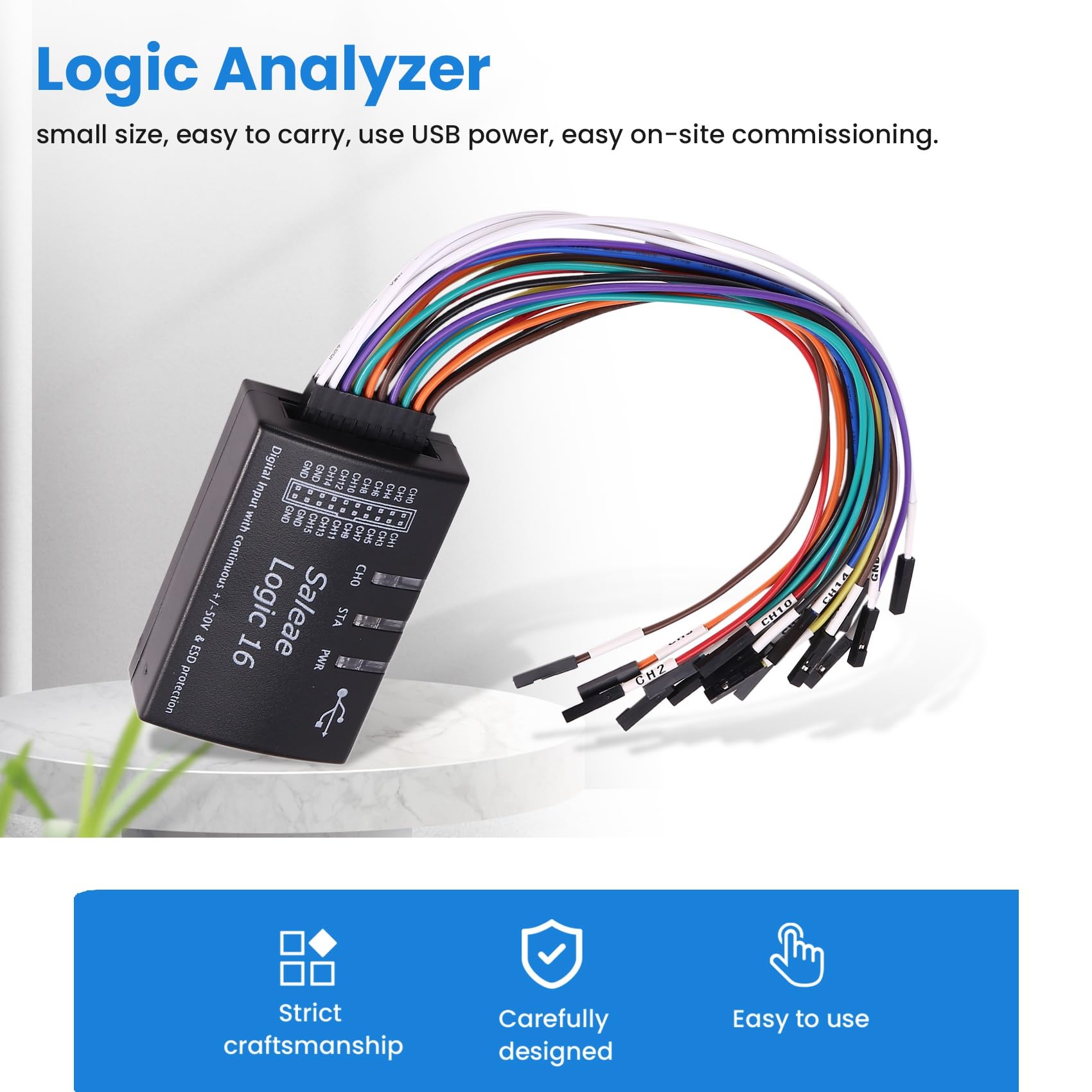 SHABD Analizador Lógico Logic USB para Instrumentos Versión Oficial Frecuencia de Muestreo 100M 16 Canales