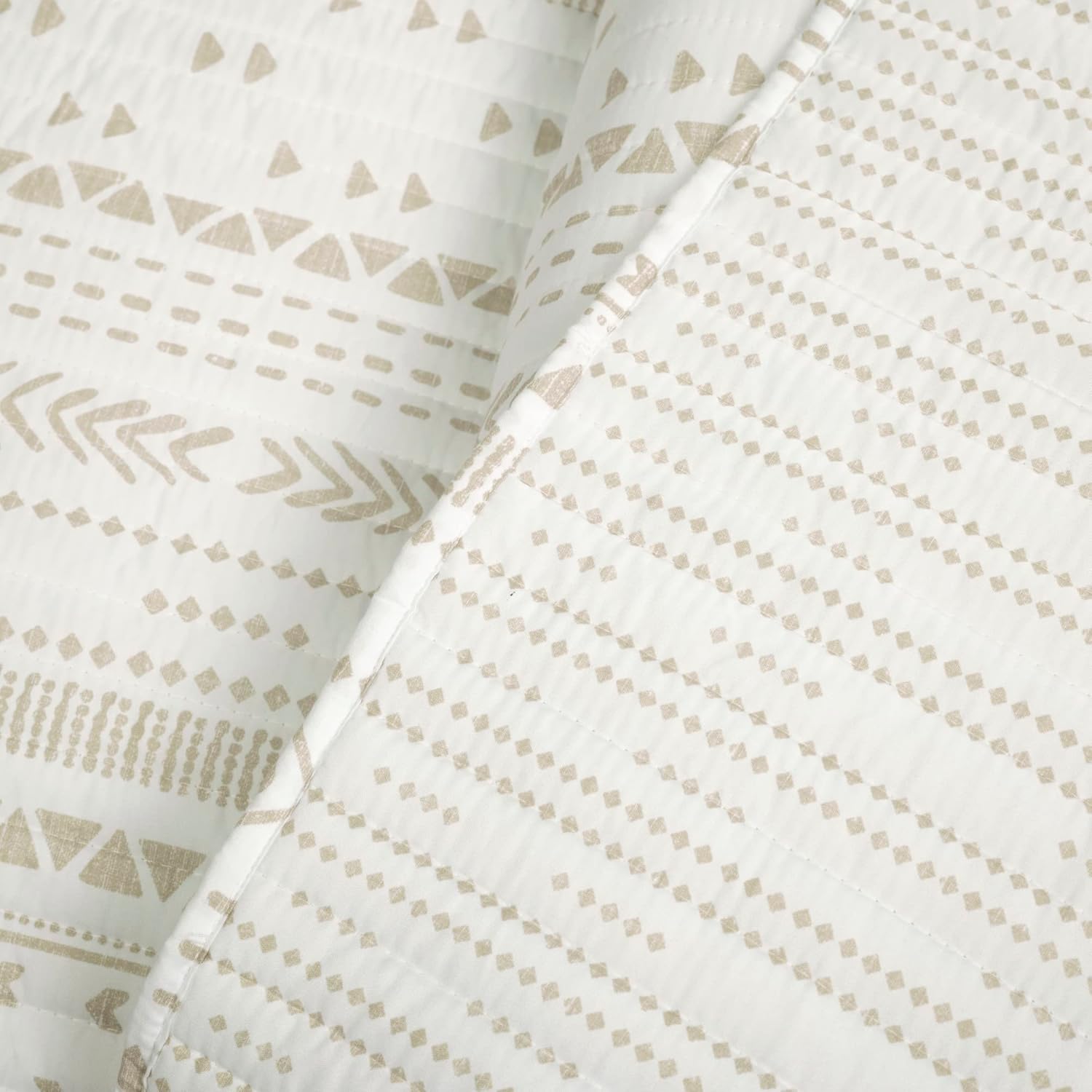 Lush Decor Hygge Stripe Reversible Quilt King Size 3 Piece Set Neutral & White - Striped Bedding Set King Quilt - White Quilts - Image 6