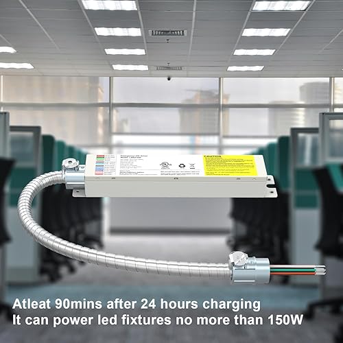 Miniatura 2 de OSTEK Batería de reserva de emergencia con luz LED de 20 W, 150-200 VCC, controlador de emergencia LED recargable para luces LED regulables de