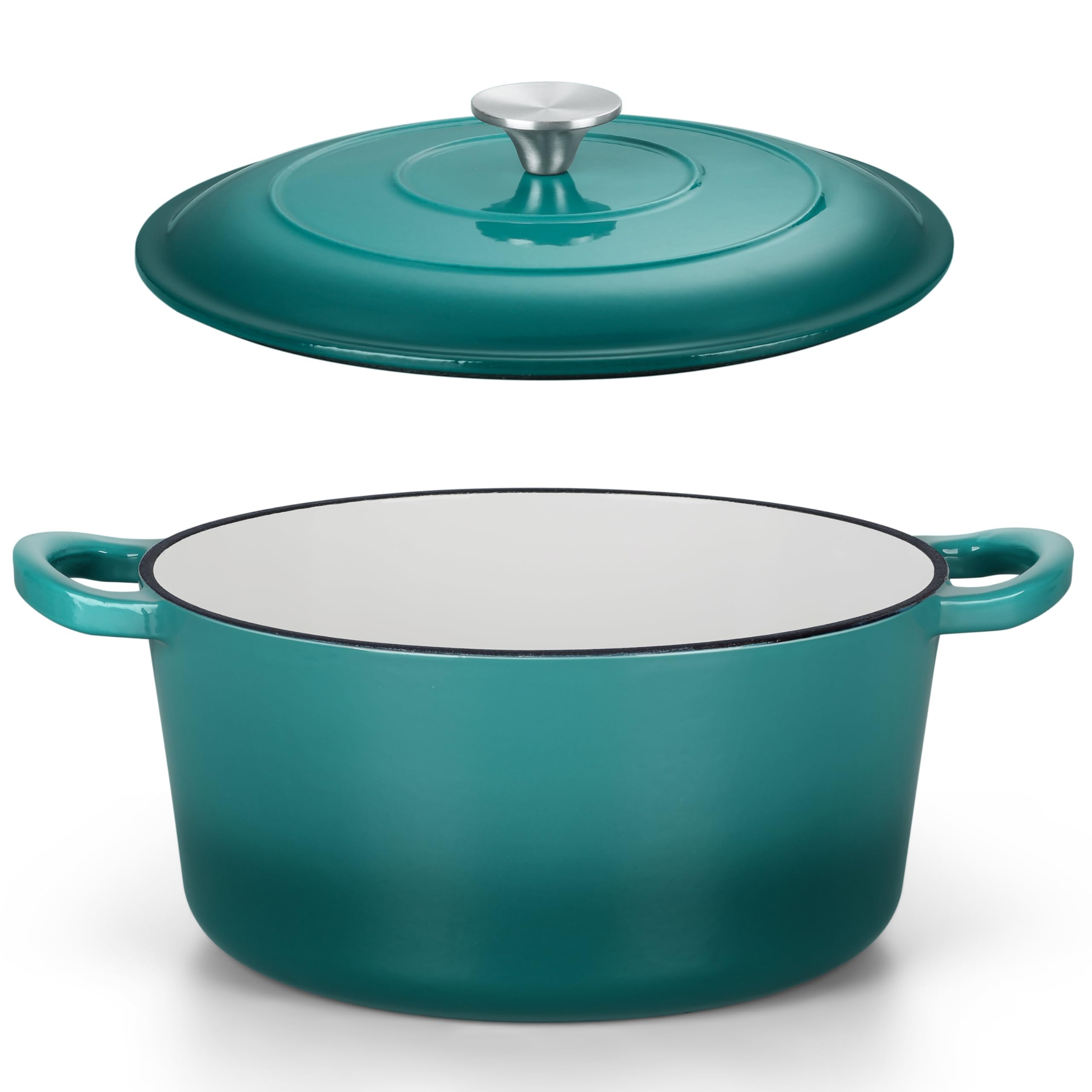 HaSteeL Forno olandese in ghisa da 6 litri, antiaderente smaltato, pentola con coperchio, pentole rotonde antiaderenti per lievito naturale, pane, arrostire, stufare, brasare, friggere, resistente e