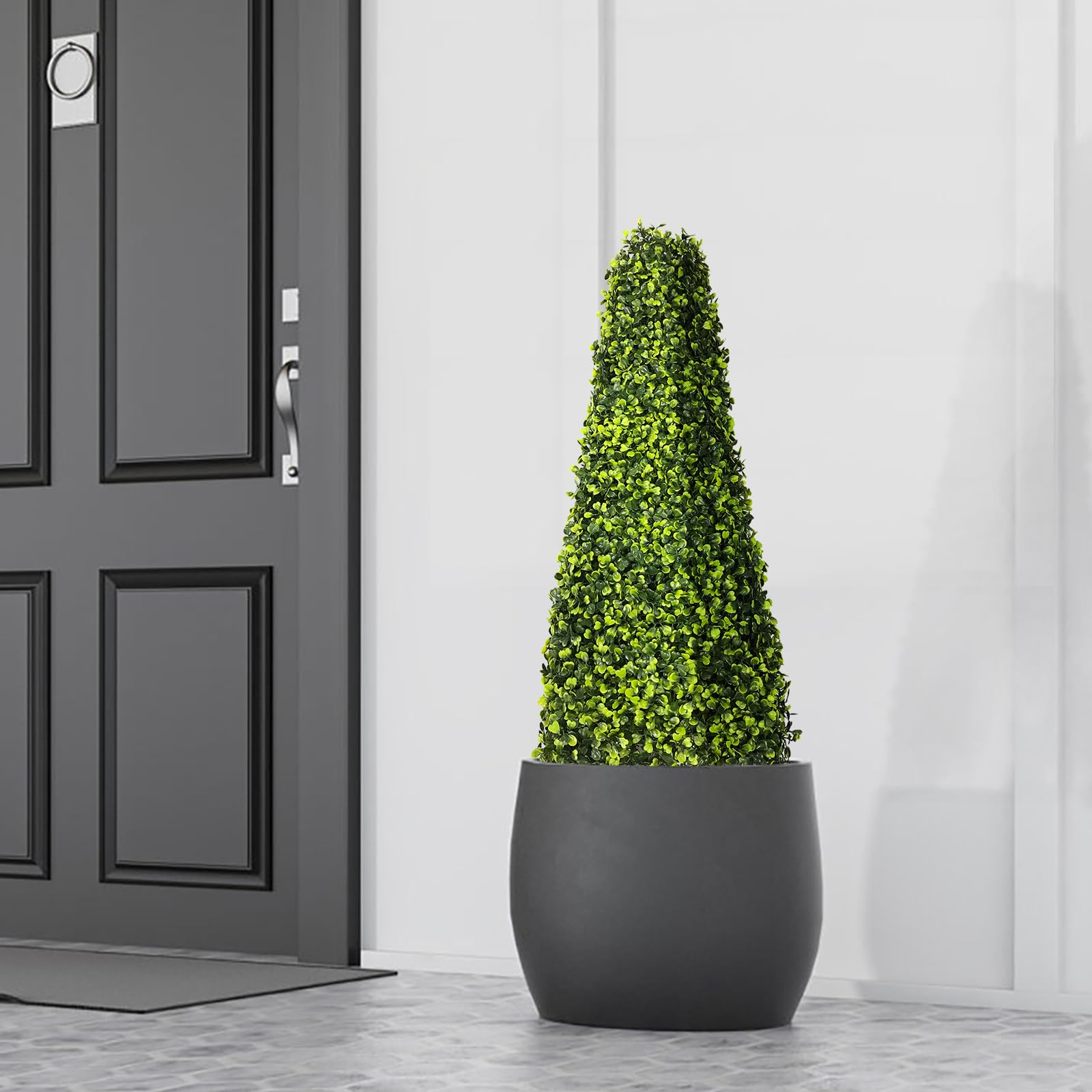 Windscreen4less 2 Packs Artificial Topiary Trees Faux Plant Tower Fake Tree Decoration for Home Front Porch Garden Yard Office Indoor Outdoor