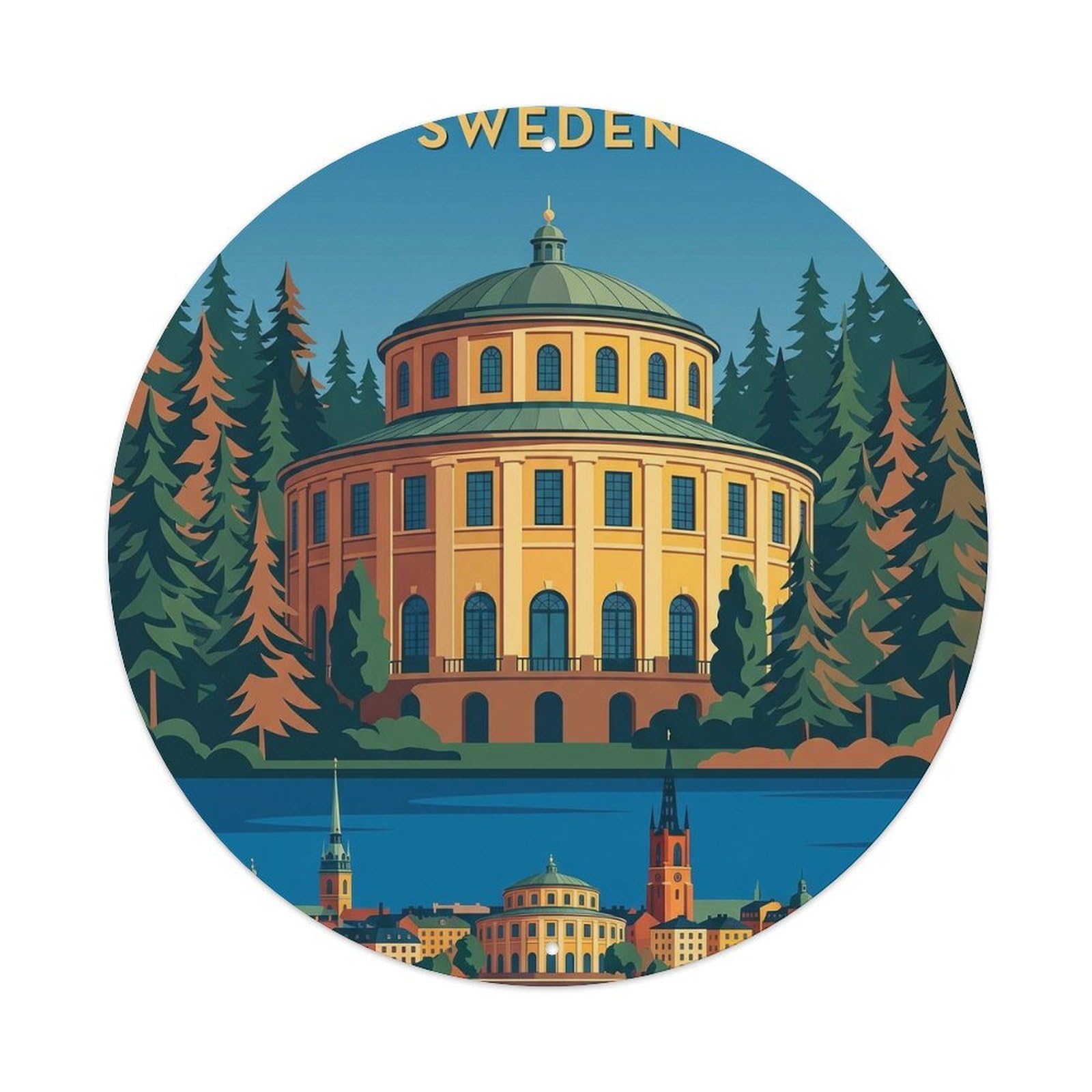 Vintage Travel Stockholm Sweden Luminous Metal Tin Sign