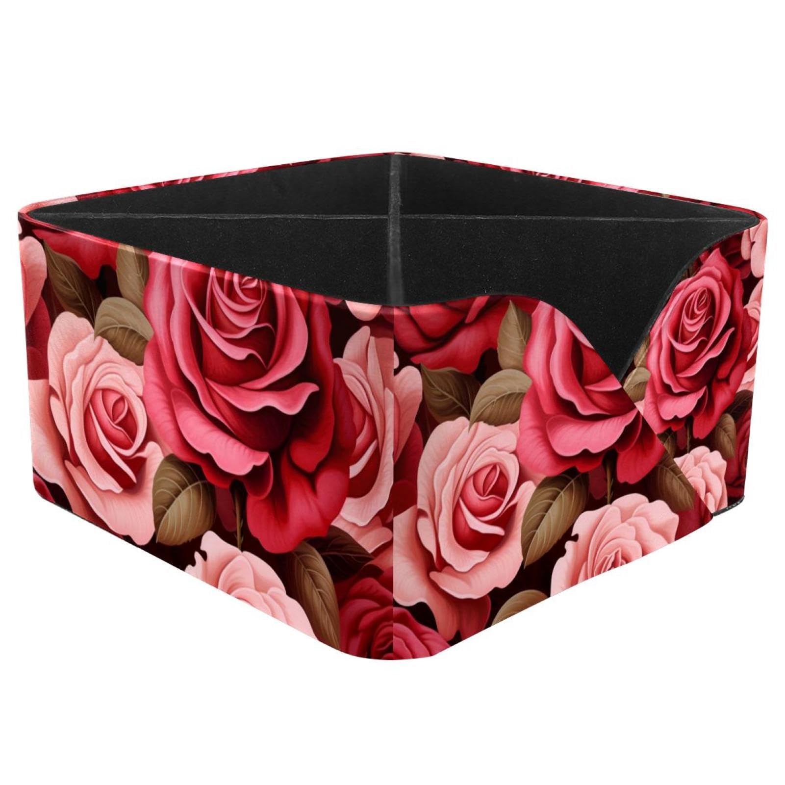 Pot à crayons cubique en cuir pour bureau avec bouquet de roses, joli pot à stylos, pinceaux de maquillage, organisateur de bureau