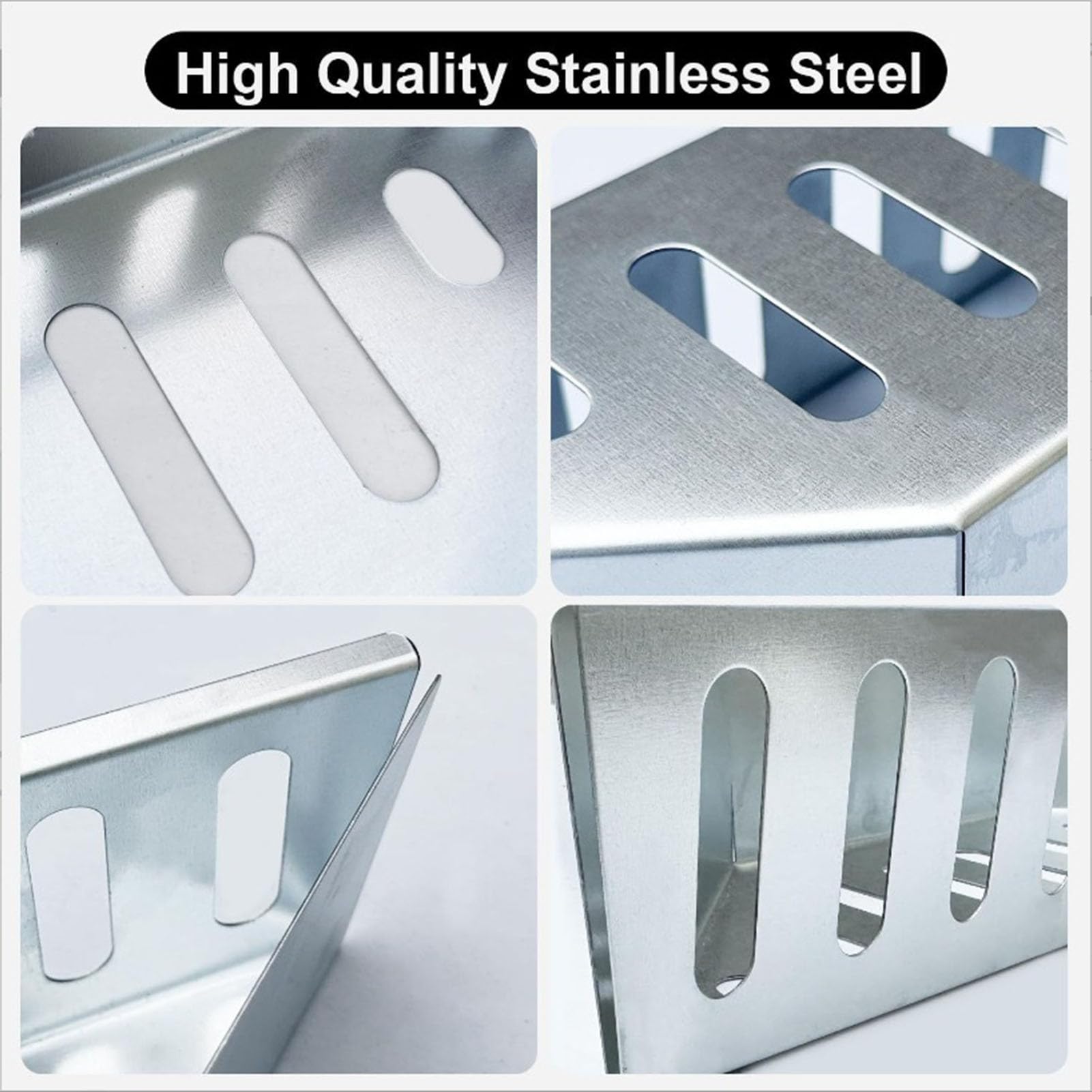 Set di 2 cestini a carbonella per il calore diretto e indiretto, per barbecue a carbonella da 47, 57 e 67 cm, 38,5 x 11 x 7,5 cm, in acciaio inox