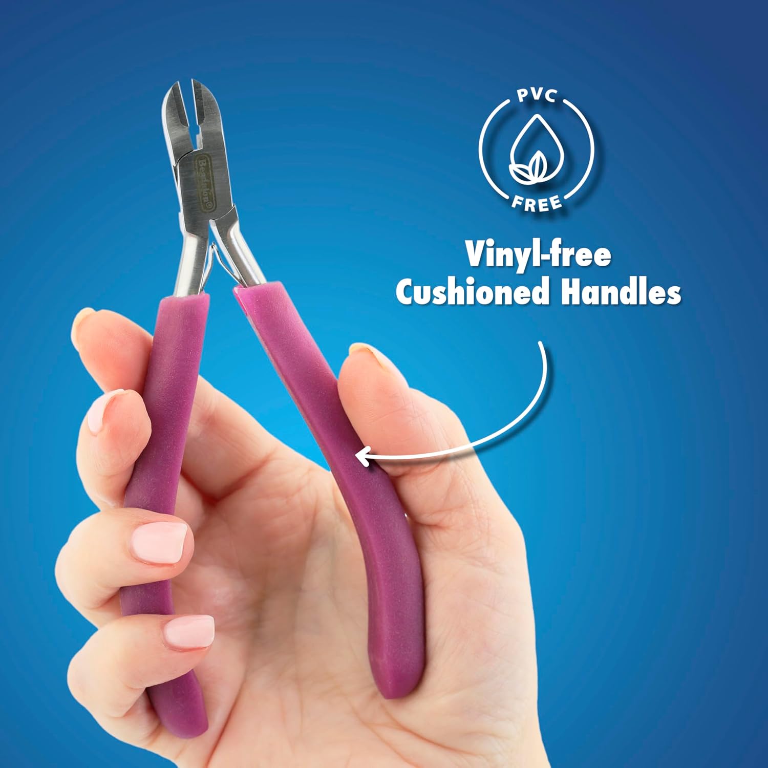 Beadalon Professional Series Tungsten Carbide Jaw Hard Wire Semi-Flush Cutter, Dark Blue Vinyl-Free Grips, Stainless Steel, cuts up to 14 gauge Wire, 5.75 in