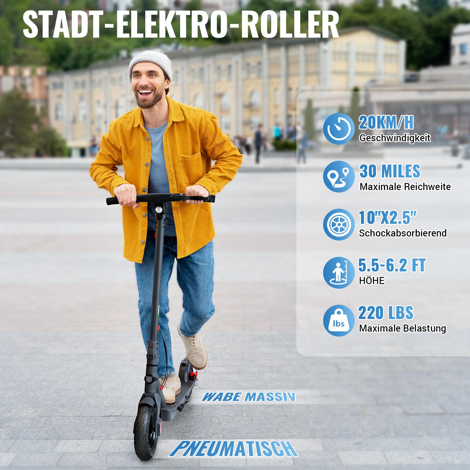 SISIGAD Patinete eléctrico de 10 Pulgadas para Adultos con aplicación, Motor eléctrico de 350 W, batería de 36 V, 10,4 Ah, 20 km/h, Scooter eléctrico, con Doble Freno (no Abe)