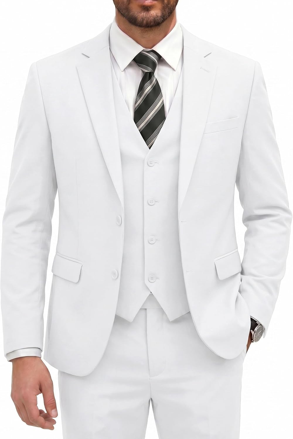 COOFANDY Men's 3 Pieces Suits Classic Fit 2 Buttons Dress Suit Set Wedding Business Dinner Prom Jacket Vest Pants