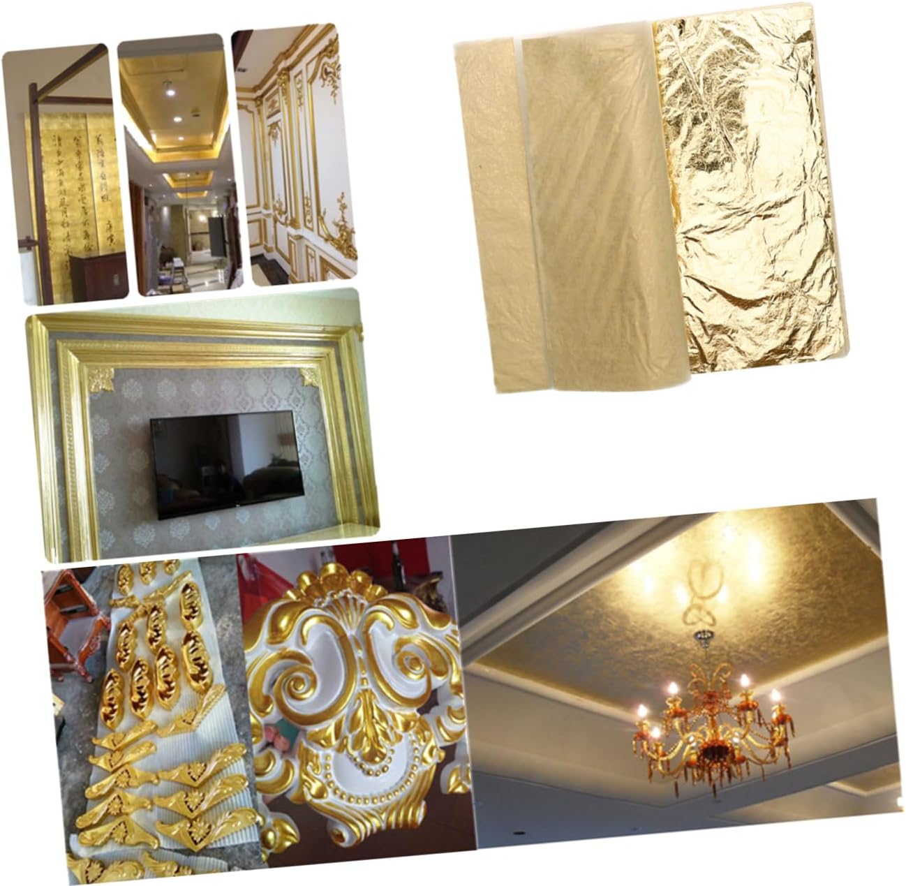 Generic 100sheets Gold Leaf Foil for Arts and Crafts Decoration Gilding Projects Frame Restoration for DIY and Creative Gilding Supplies
