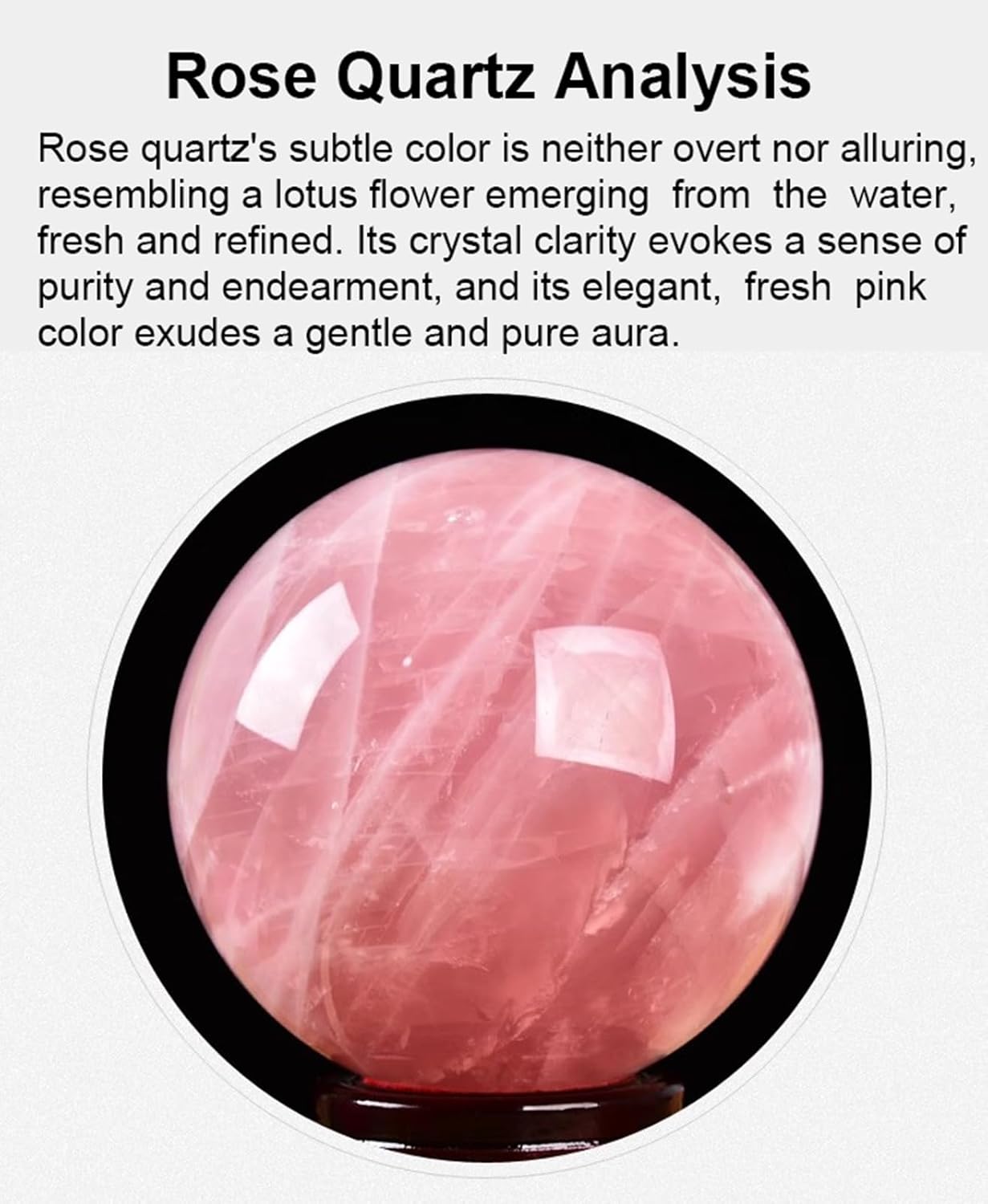 Quartz Crystal Ball Decorative Stone Sphere Sculpture Figurine Rose Ornament for Home, Bedroom, Office Decor,6cm
