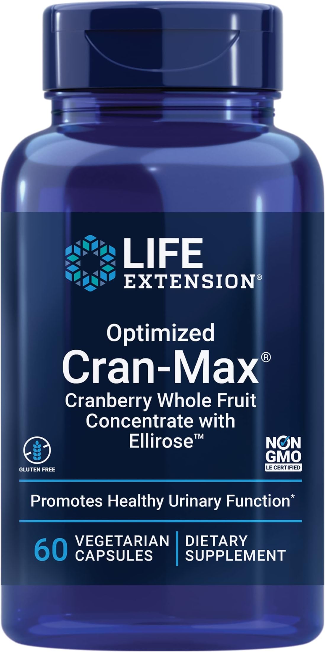 Optimized Cran-Max®, Cranberry Whole Fruit Concentrate with Hibiscus Extract, Best in Class Support for Female Urinary Tract Health, Gluten-Free, Vegetarian, Non-GMO, 60 Capsules