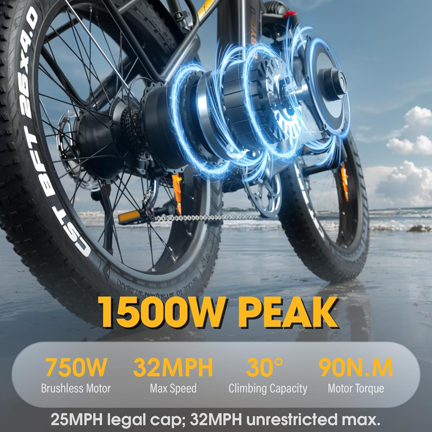 E·Bycco DAHON Electric Bike for Adults, 750W Torque-Sensor-Ebike, Max 95Miles, 26" x4.0 Fat-Tire Electric Bicycle, 48V 20AH Front Suspension Moutain Off-Road Hunting All-Terrain E-Bike