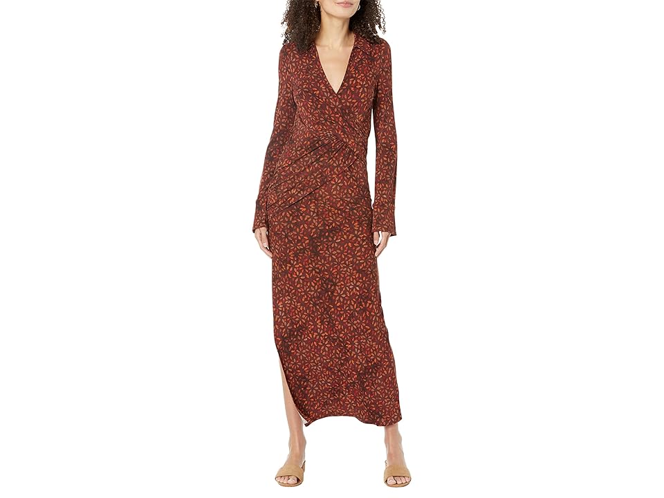 Free People Shayla Wrap Midi (Chocolate Combo) Women's Clothing INTERNATIONAL SHIPPING