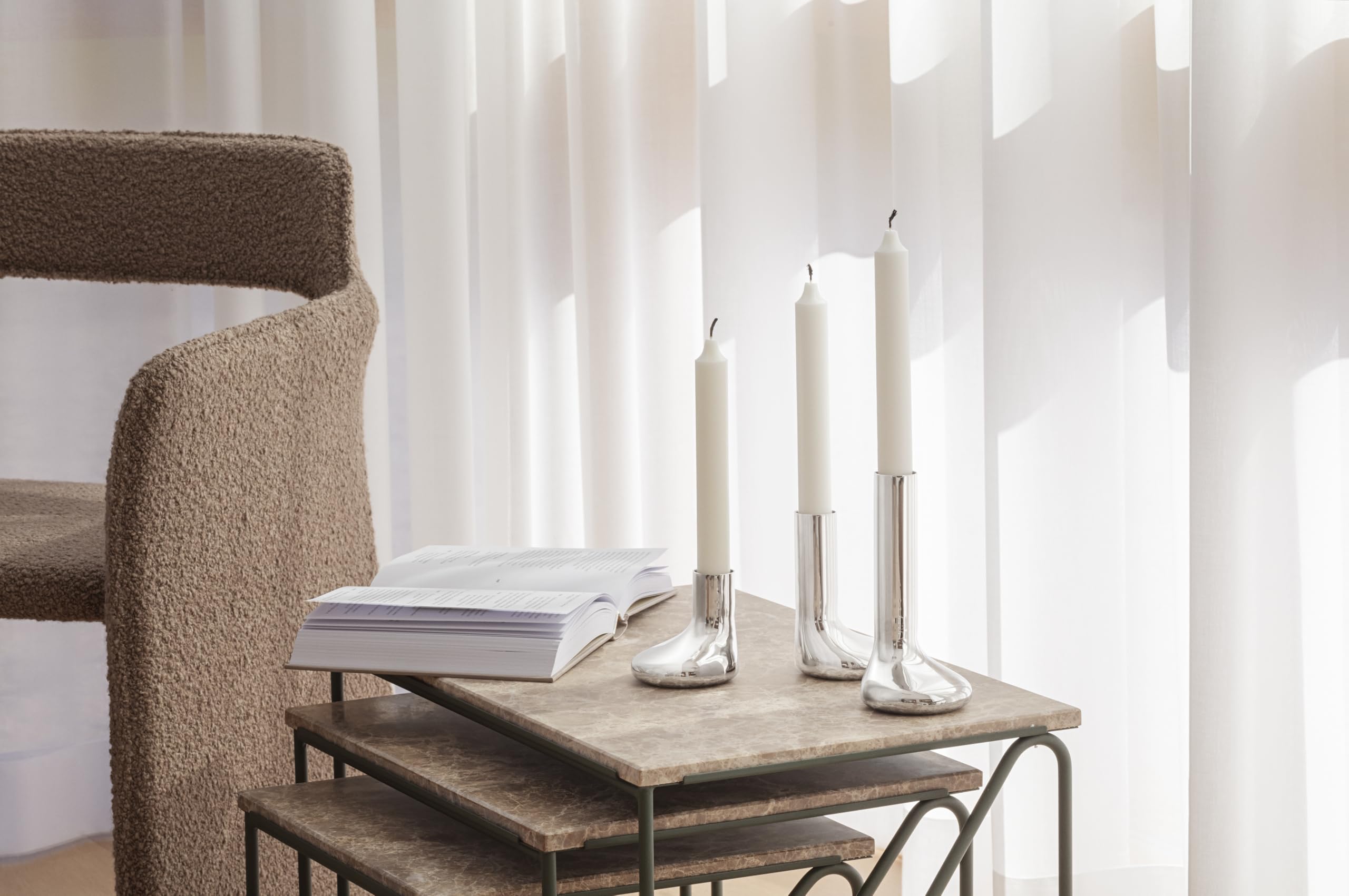 EVA SOLO | Mellow Kerzenhalter-Set 3 St. (8, 12, 16 cm) Edelstahl | Kleiner Kerzenständer, Glänzende Oberfläche, Entspanntes Licht | für Echte oder batteriebetriebene Kerzen | Dänisches Design | Steel