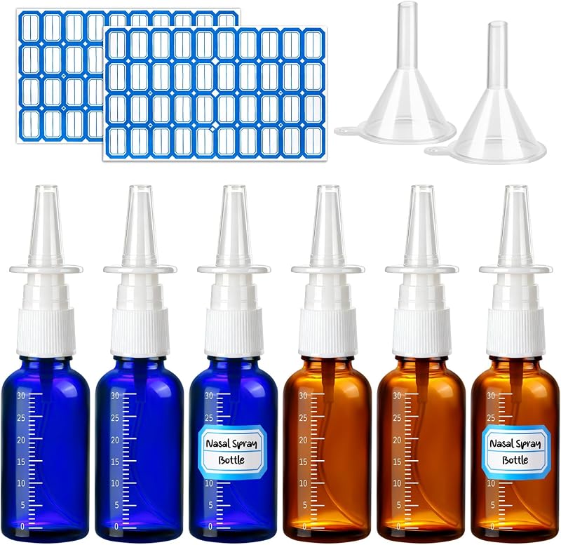 Frascos de spray nasal de vidro recarregáveis ZHWKMYP com marcações de volume, 30 mL, pacote com 10
