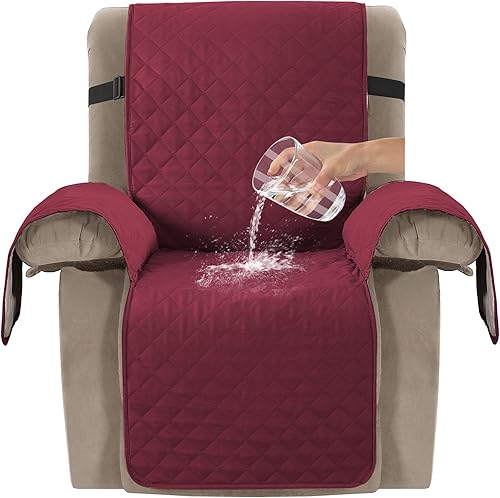 Miniatura 8 de Turquoize Fundas reclinables 100% impermeables para sillas reclinables, fundas antideslizantes para reclinables de gran tamaño con correas