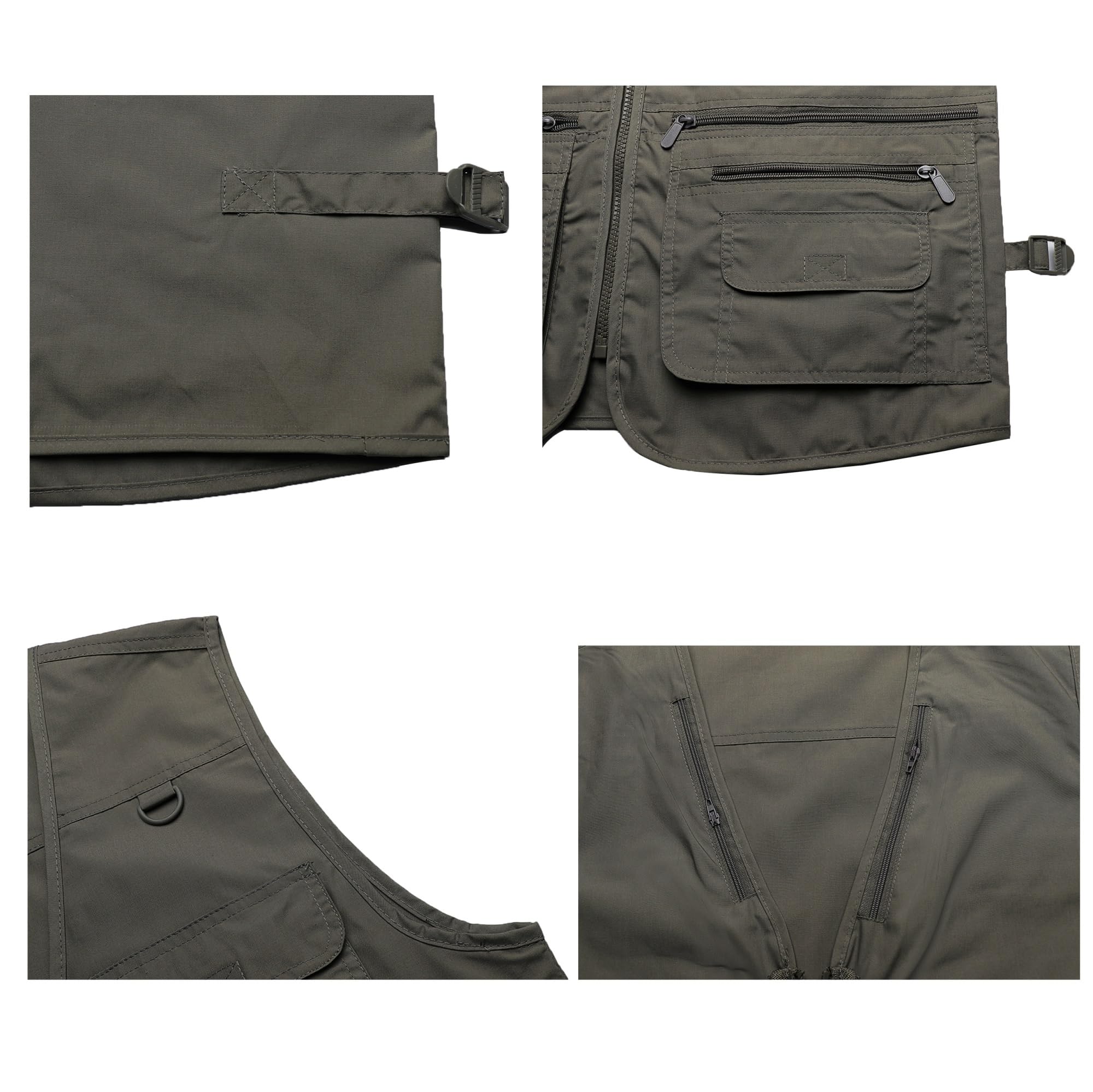 CLSQLXYJZC Gilet Multitasche Da Uomo, Gilet Cargo Casual Senza Maniche Con Scollo A V Multitasche In Rete Traspirante Con Cerniera Per Uomo, Utility Da Viaggio Trekking Tasche, Per Fotografia