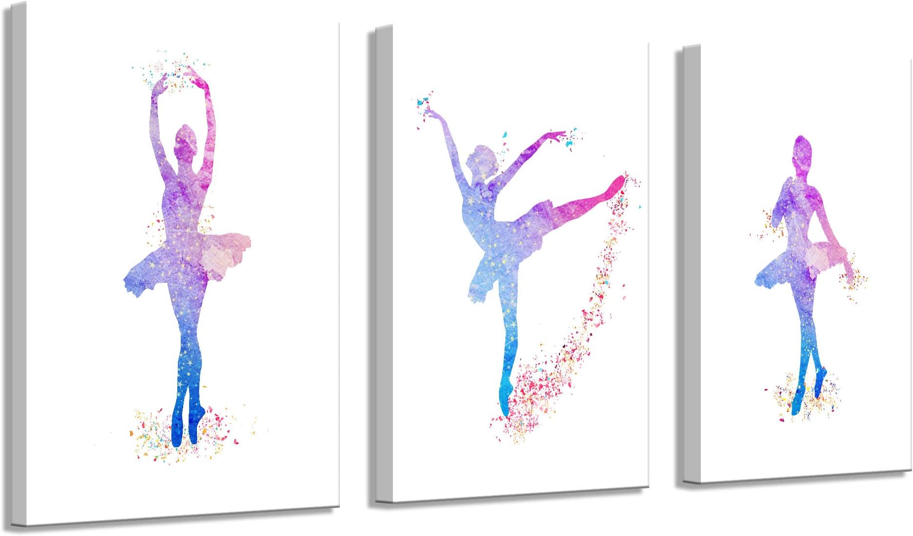 Yang Hong Yu Ballet Dancer Motivational Decor Canvas Wall Art Paintings Girlee Prints for Girls Bedroom Kids Womens Room 12"x16"x3 Panels