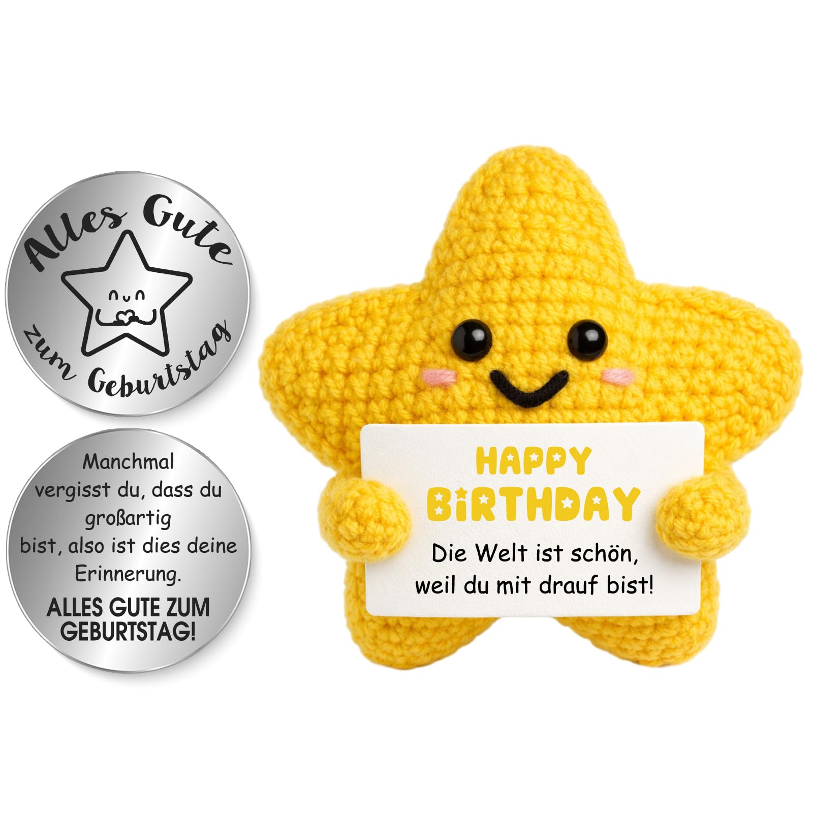 Tixlux Pocket Hug Glücksstern, Kreative Strickwolle Stern Dekofigur und Kleine Umarmung Glücksbringer