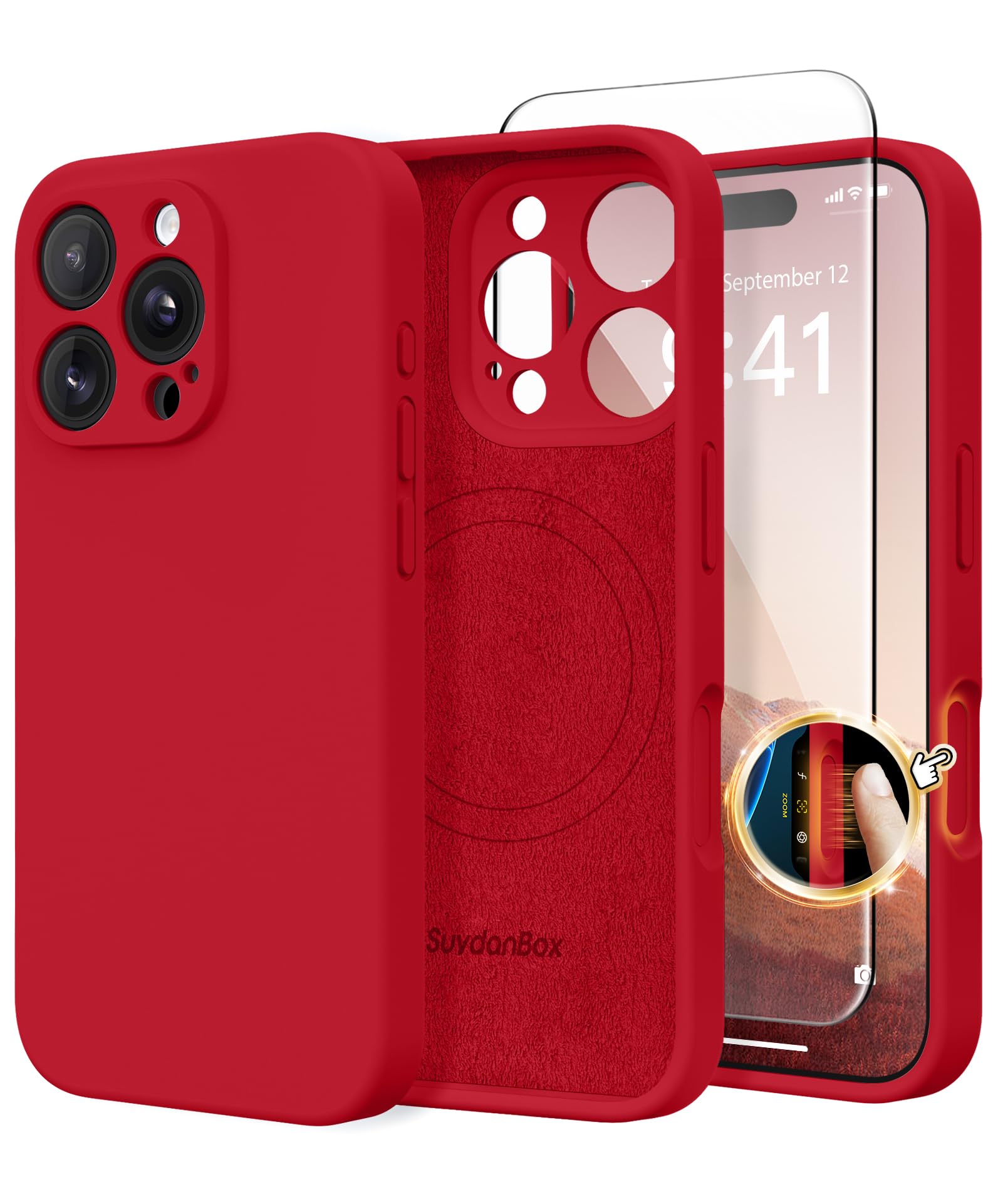 Magnetic for iPhone 16 Pro Case Silicone Deep Red