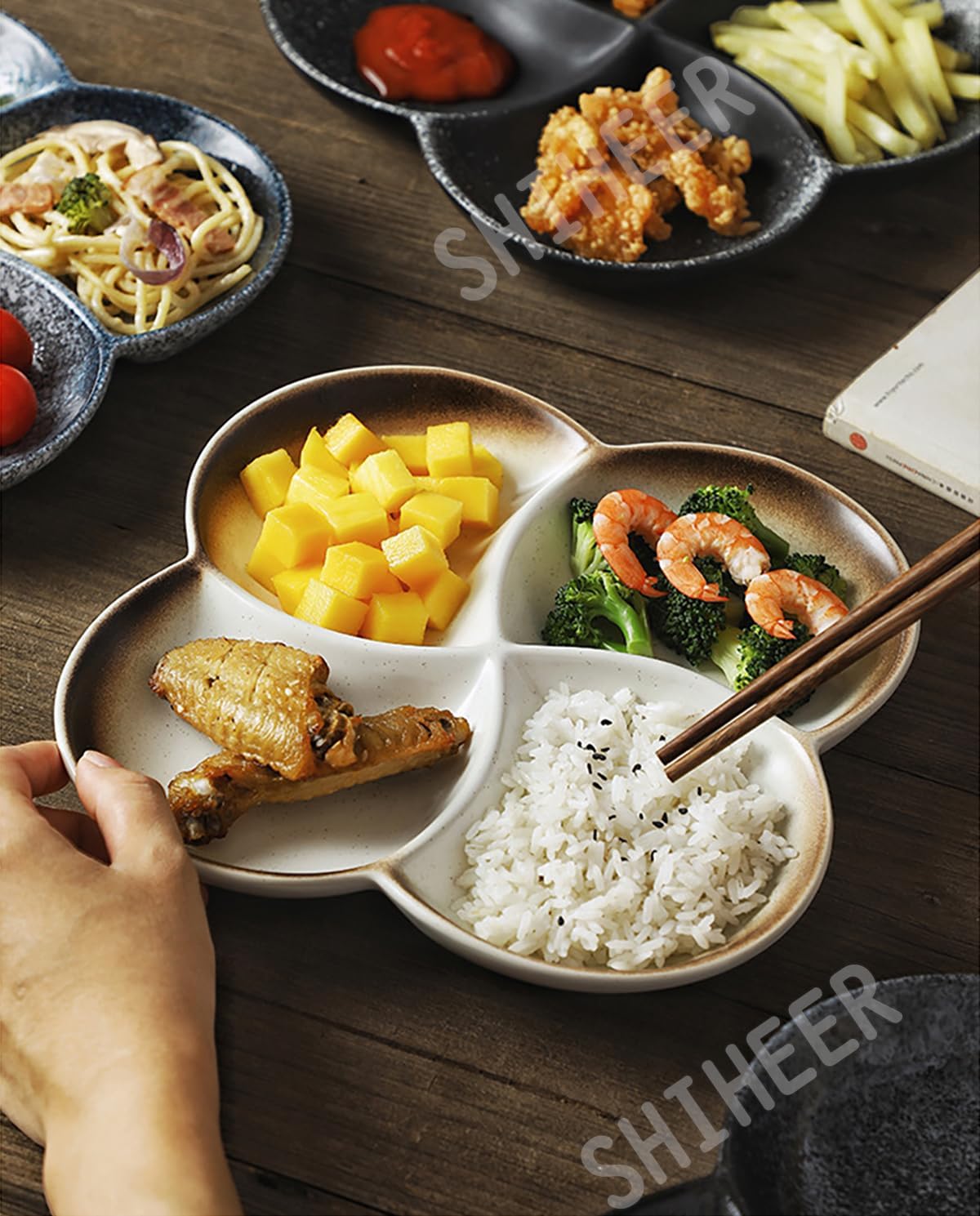 有田焼 華楽窯 青紫装飾の陶磁器皿6枚セット