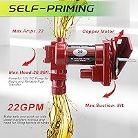Vista 3 de Bomba de transferencia de combustible de 12 V con boquilla manual, bomba de transferencia diésel de CC de alto flujo de 20 GPM, bomba
