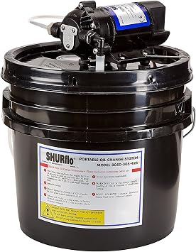 PENTAIR SHURFLO 8050-305-426 Oil Change Winterizing System, Liquid Transfer, Self-Priming Pump for RV & Marine, 8' Cable, Battery Clips & Host Kit Included