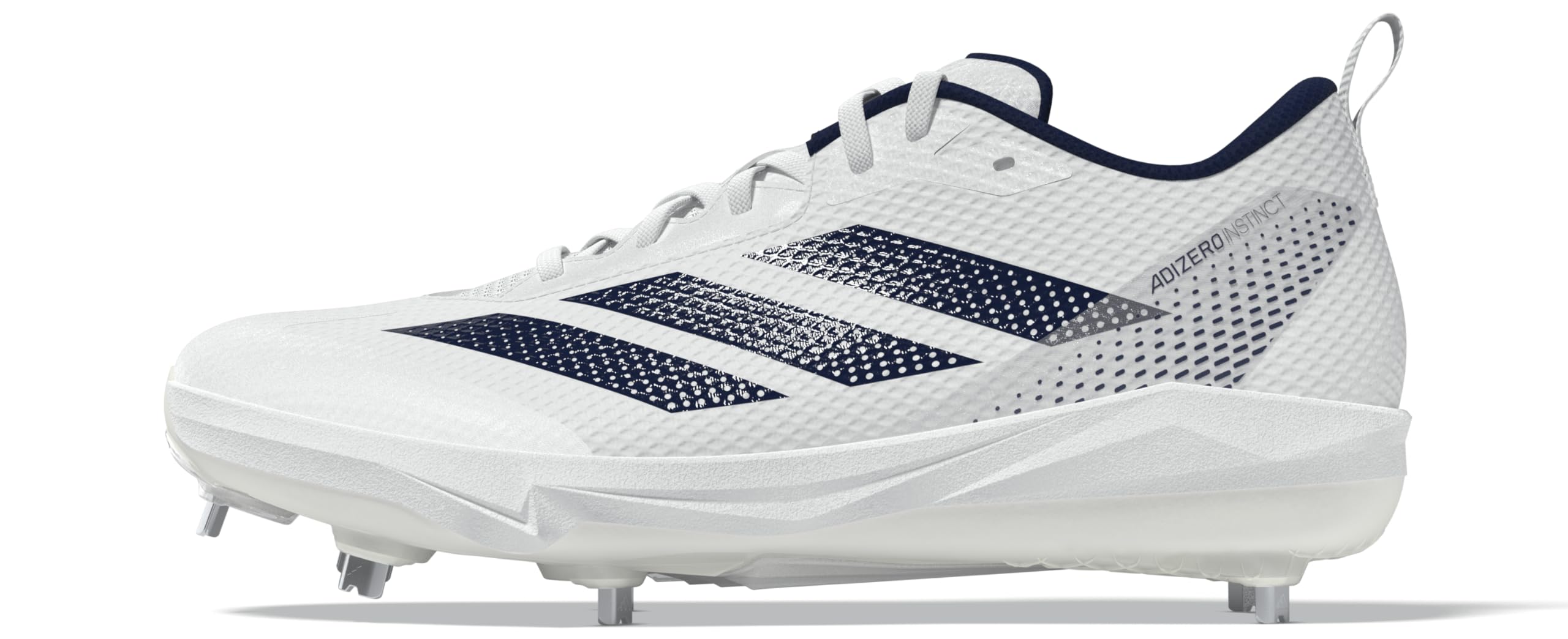 adidas Women's Adizero Instinct 2.0 Softball Sneaker, White/Team Navy Blue/Team Navy Blue, 12.5