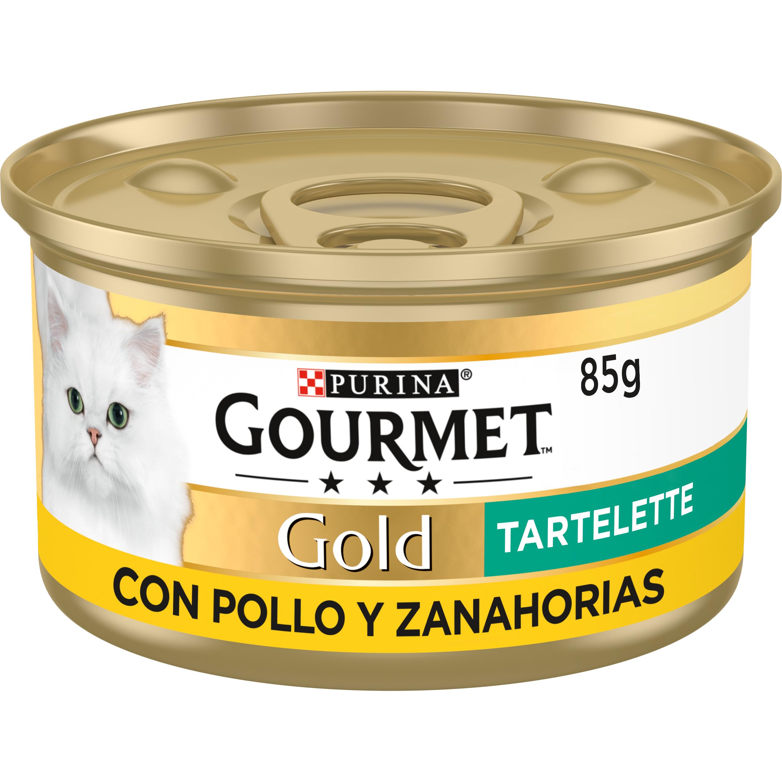 Gourmet Purina Gold Tartalette, Comida Húmeda para Gato con Pollo y Zanahoria, 24 latas de 85g