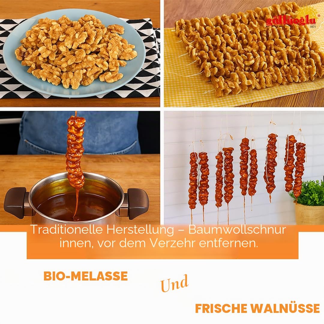 Gulluoglu Walnut Churchkhela (Cevizli Sucuk), täglicher frischer Versand aus Istanbul/Türkei. (0,5 kg)
