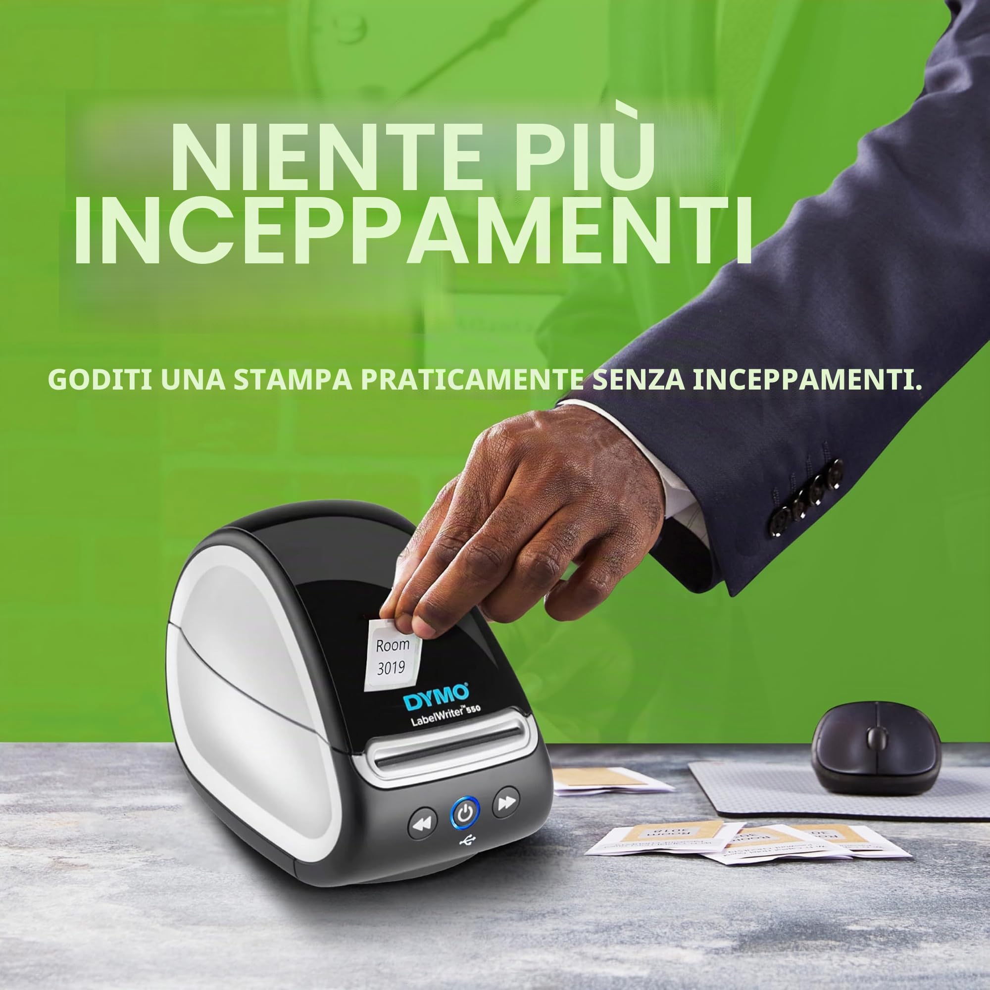 DYMO Stampante per etichette LabelWriter serie 550 con compatibilità con etichette Dymo Riconoscimento automatico Stampa termica diretta ottimizzata a basso spreco e imballaggi senza plastica