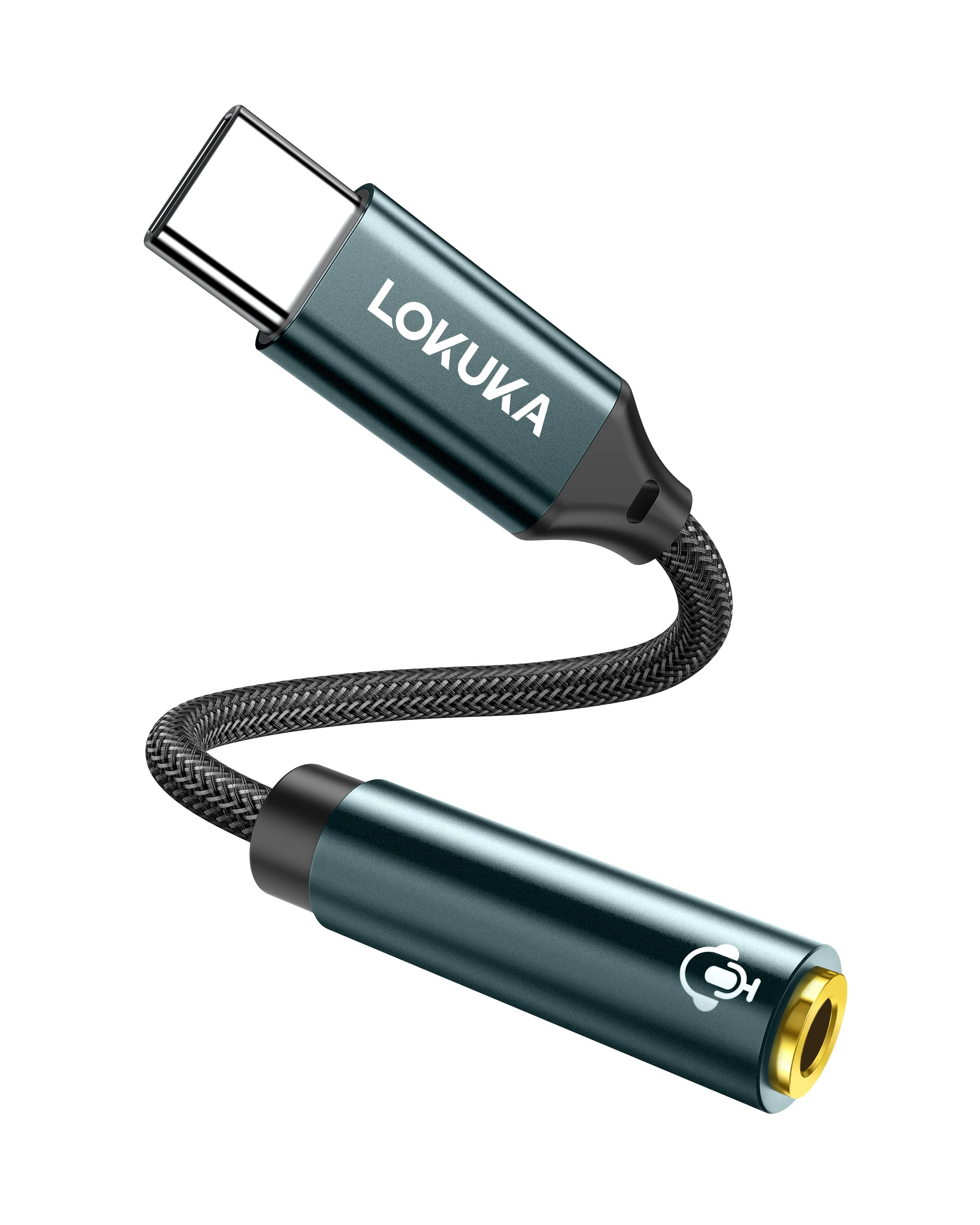 Adaptador de audio USB tipo C a conector de auriculares de 3,5 mm, LOKUKA AUX a USB C HiFi DAC, cable de audio compatible con Pixel, Samsung S9 S10 S20 S21, Note 10 20 Plus, iPad, MacBook - 8 pulgadas