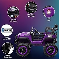 Vista 3 de Auto de juguete de 24 V, control remoto, 4 ruedas, auto eléctrico para niños pequeños, niños y niñas, vehículo motorizado de 2 plazas, color morado