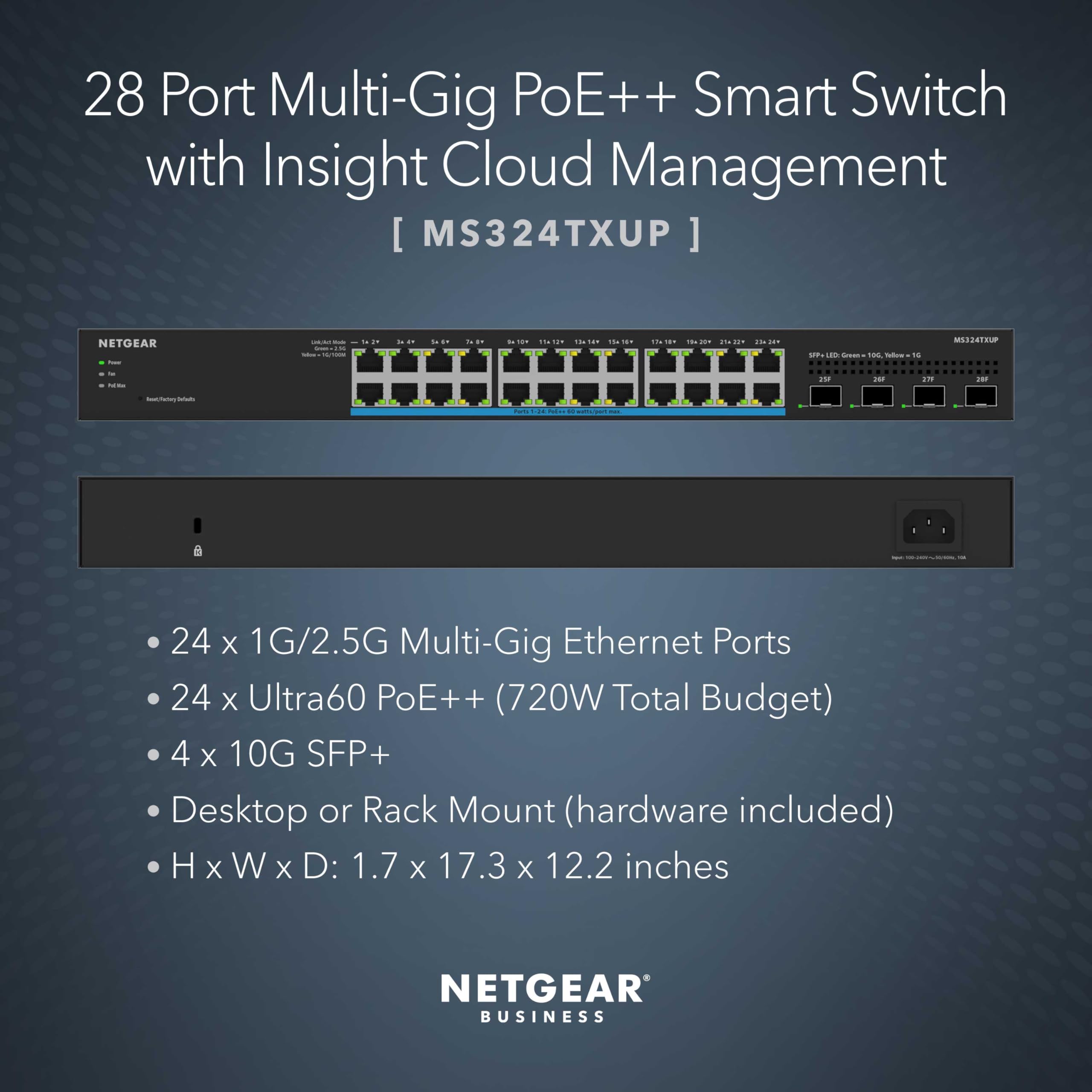 Amazon.com: NETGEAR 28-Port Ultra60 PoE Multi-Gigabit Ethernet