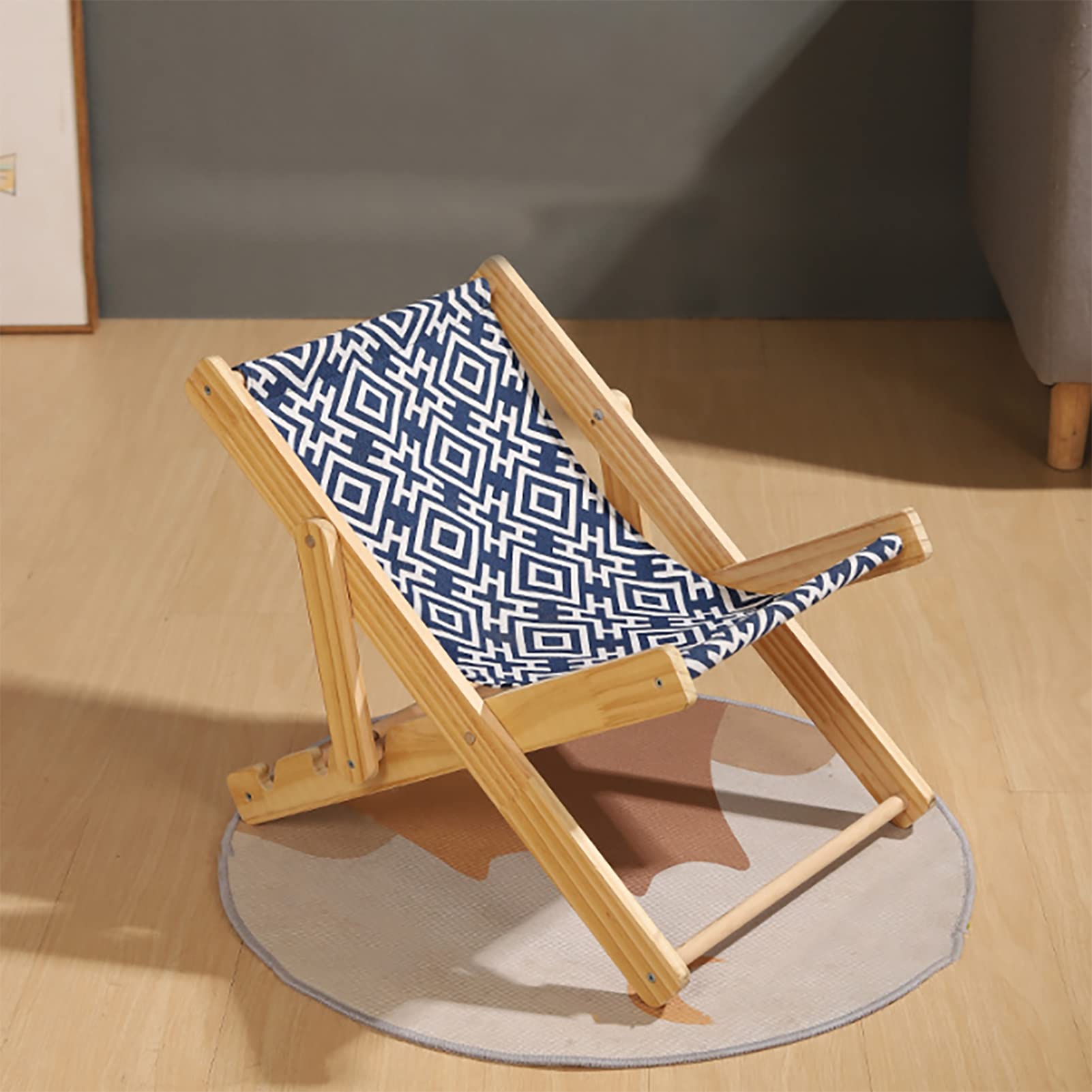 Lit Hamac pour Chat, Lit Surélevé pour Chat avec Grattoir en Sisal Durable, Grattoir en Sisal Durable et sans Perte, Chaise en Bois pour Chat, Meubles pour Chat de Mini Chaise de Plage pour(Toile)