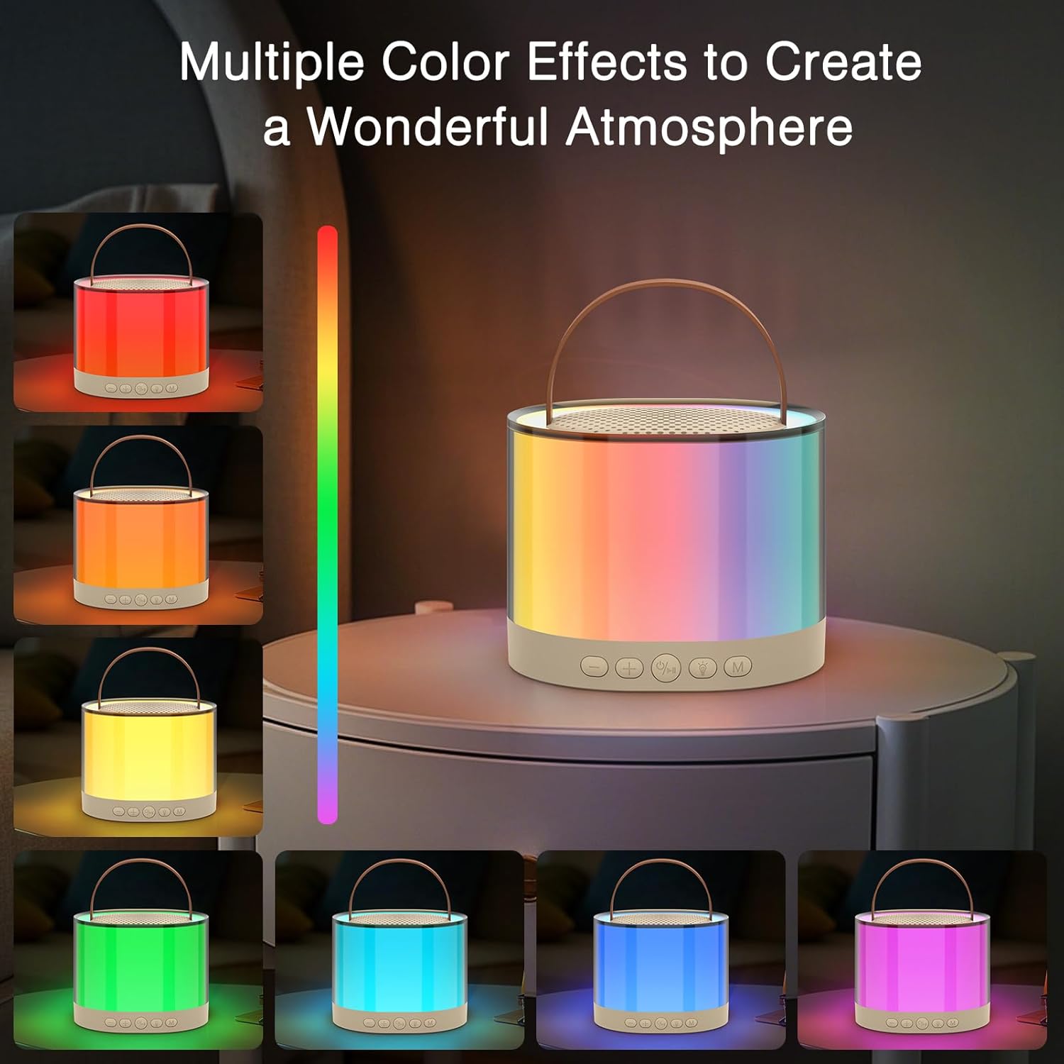 ORIA Mini Karaoke Machine, Bluetooth Karaoke Speaker with 2 Wireless Microphones, Wireless Karaoke Singing Machine with 5 Voice Changer, LED Colorful Lights, for Adults Kids Home Party - Image 4