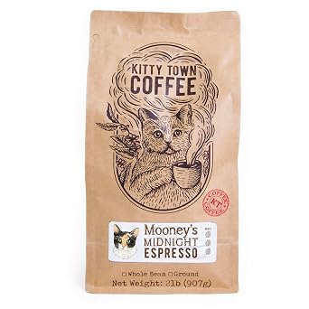 Kitty Town Coffee Mooneys Midnight Espresso Blend Dark Roast Coffee From Brazil, Guatemala, Papua New Guinea 2lb 32oz Ground