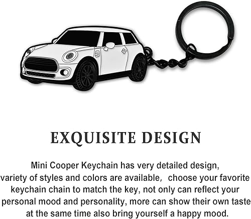 Vista 5 de Llavero Mini Cooper, para accesorios Mini Cooper/Cooper S 2014-2022,Llavero de metal Blanco