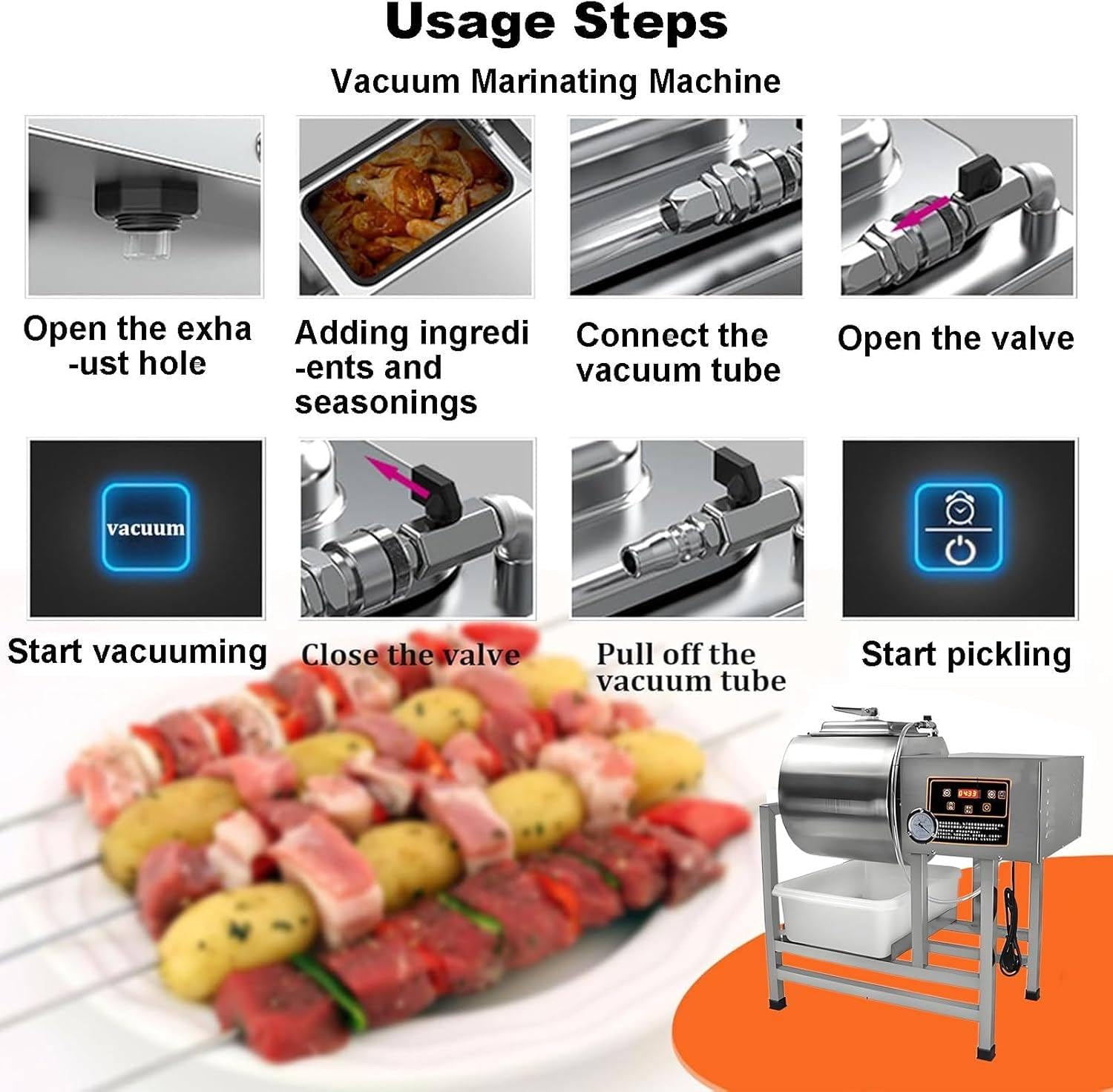 Vakuum-Fleisch-Marinator und Fleischklopfer mit großer Kapazität für den professionellen und privaten Gebrauch bei der Zubereitung von Jerky, Wurst und Speck
