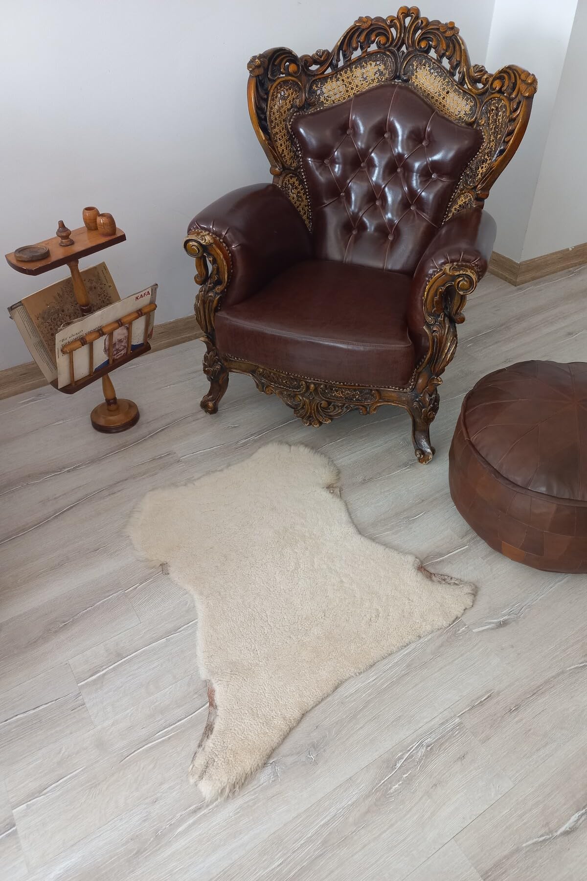 SODEF Tapis en Peau de Mouton Véritable 72x81cm, Soie Douce et Brillante, Cuir de Vache, Fait Main, Style Ethnique, Antidérapant, Multicolore