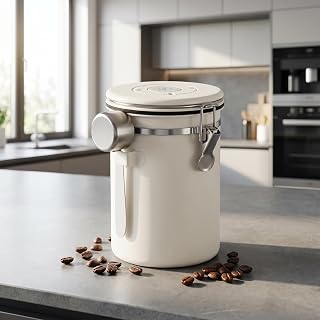 1.8L Kaffeedose Luftdicht, Kaffeebohnen Behälter aus Edelstahl Kaffeedose | kaffeedose luftdicht mit Datumsanzeige und Messlöffel Multifunktionales Kaffee Dose für Tee NüSse Kakao LäNger Frisch Bleiben