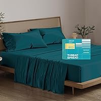 Vista 31 de Thread Spread - Juego de sábanas de 100% algodón egipcio con tejido de satén de 800 hilos de la colección Exotic Hotel, color blanco y marfil