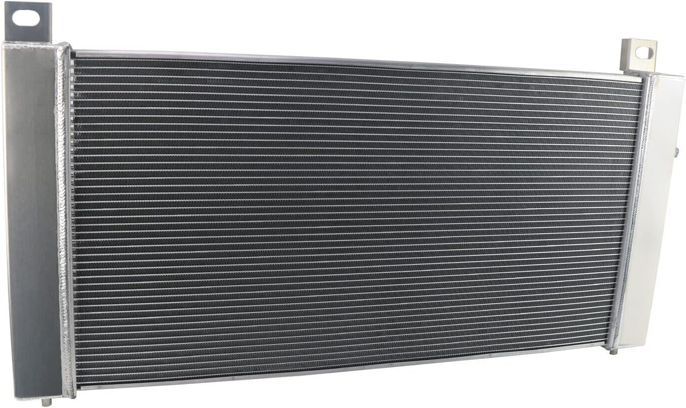 CU2370 3 Row Aluminum Radiator for 1999-2014 Chevy/GMC Silverado Sierra 1500 2500 3500 HD Tahoe Yukon Radiador for Cadillac Escalade Hummer H2 Radiators Shroud 2x14" Fans Thermostat Relay Kit