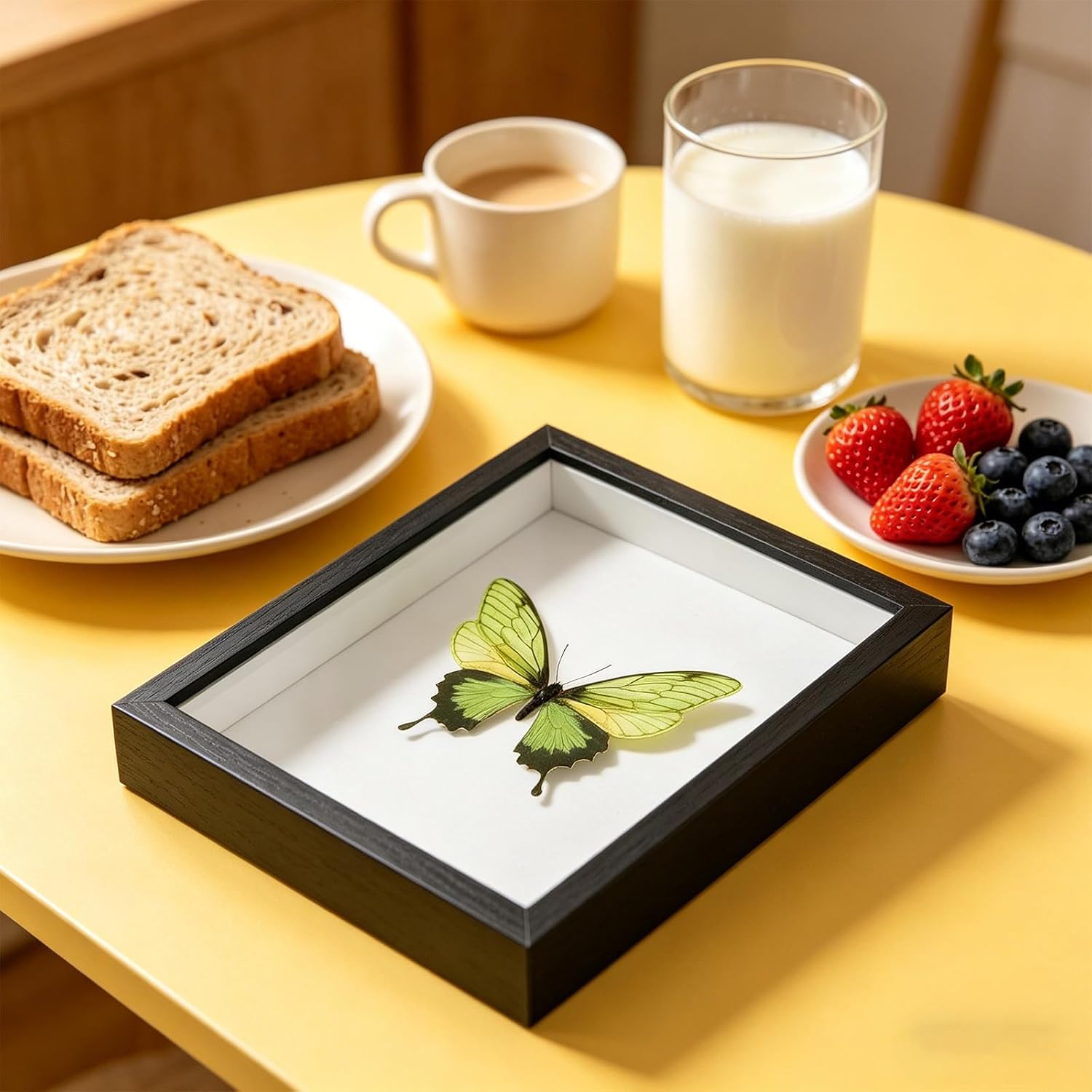 MERRYHAPY Insect Display Case for Secure Mounting Wood 6x8 Inch 2pcs with Window Specimen Shadow Box and Versatile Interior Decor Suitable for Educational Classification and Collection