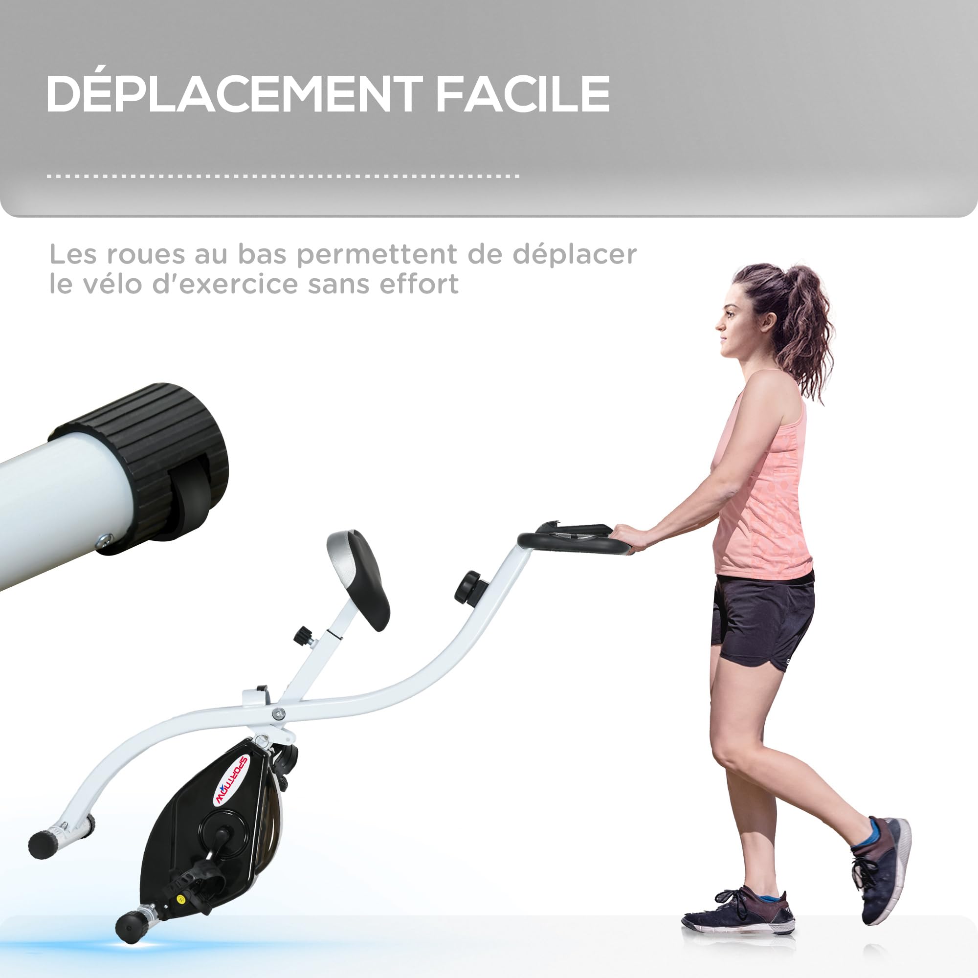 SPORTNOW Vélo D'appartement Cardio Avec écran LCD, Guidon Et