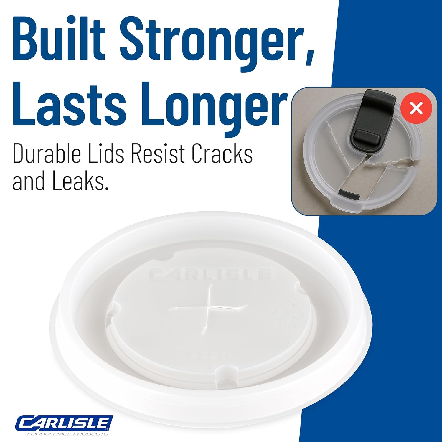 Carlisle FoodService Products 5212L30 Polystyrene Tumbler Lid, For 12-oz. Stackable Tumbler, 3.18" Dia. x 19/64" H, Translucent (Pack of 1000)