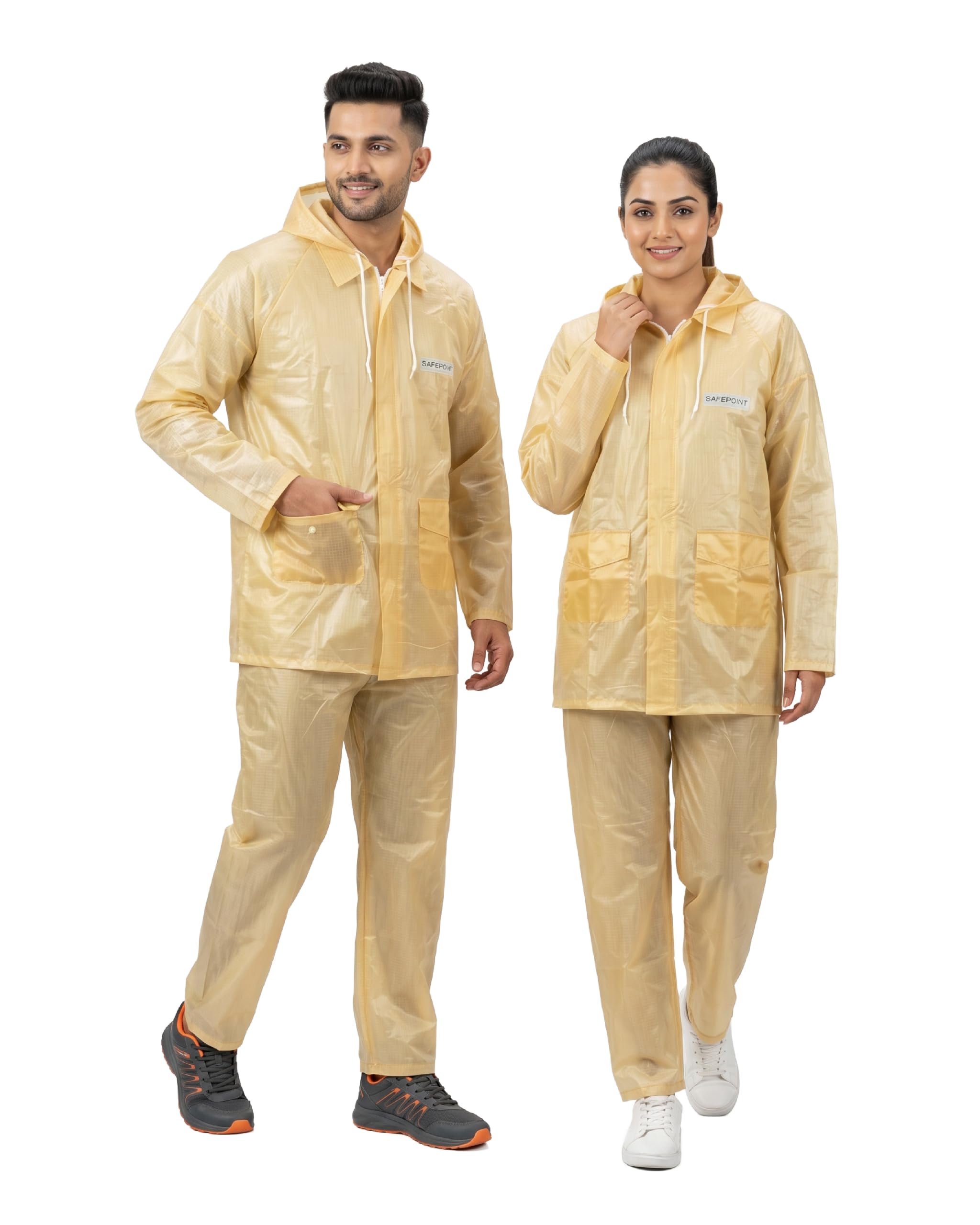 Safepoint Rainsuit Jacket & Pant Set | PVC Waterproof Poncho Raincoat for Men Women | Hooded Full Body Rain Coat with Pocket| Reusable Rainwear for Bike Outdoor Use